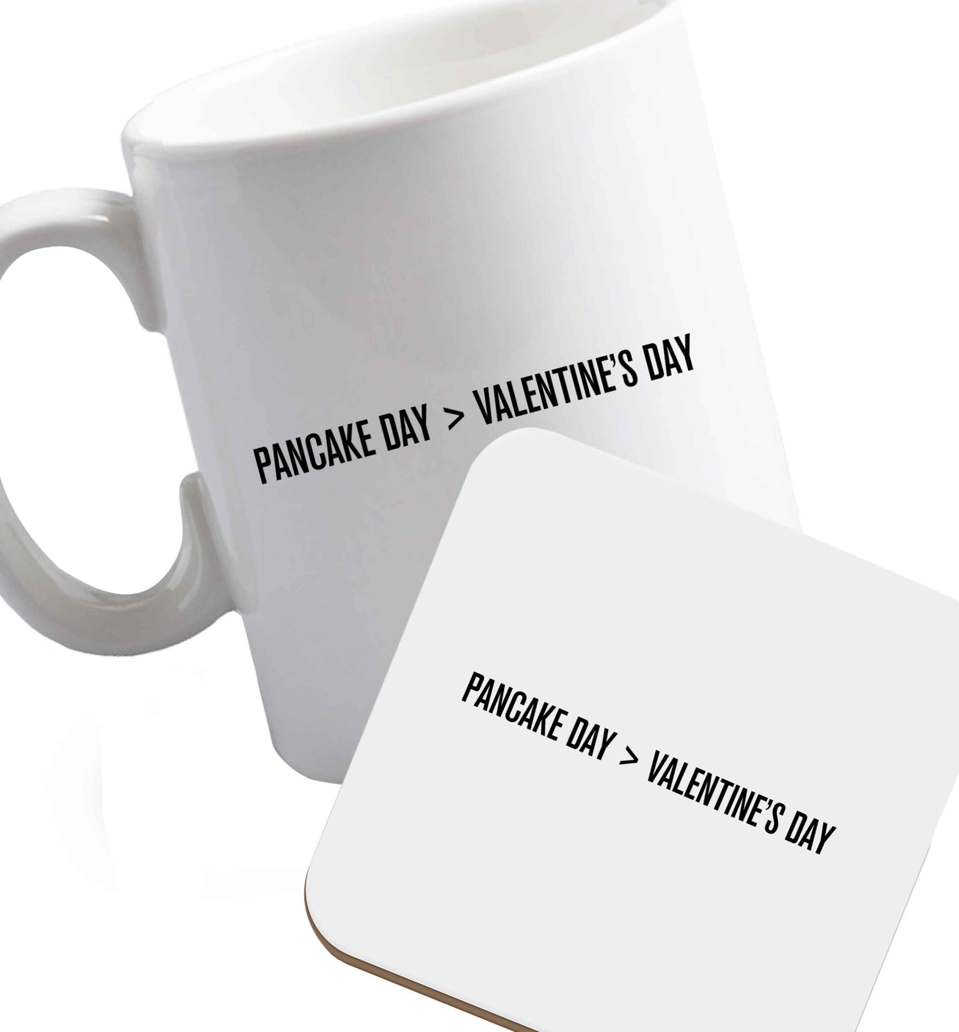10 oz Pancake day > valentines day ceramic mug and coaster set right handed
