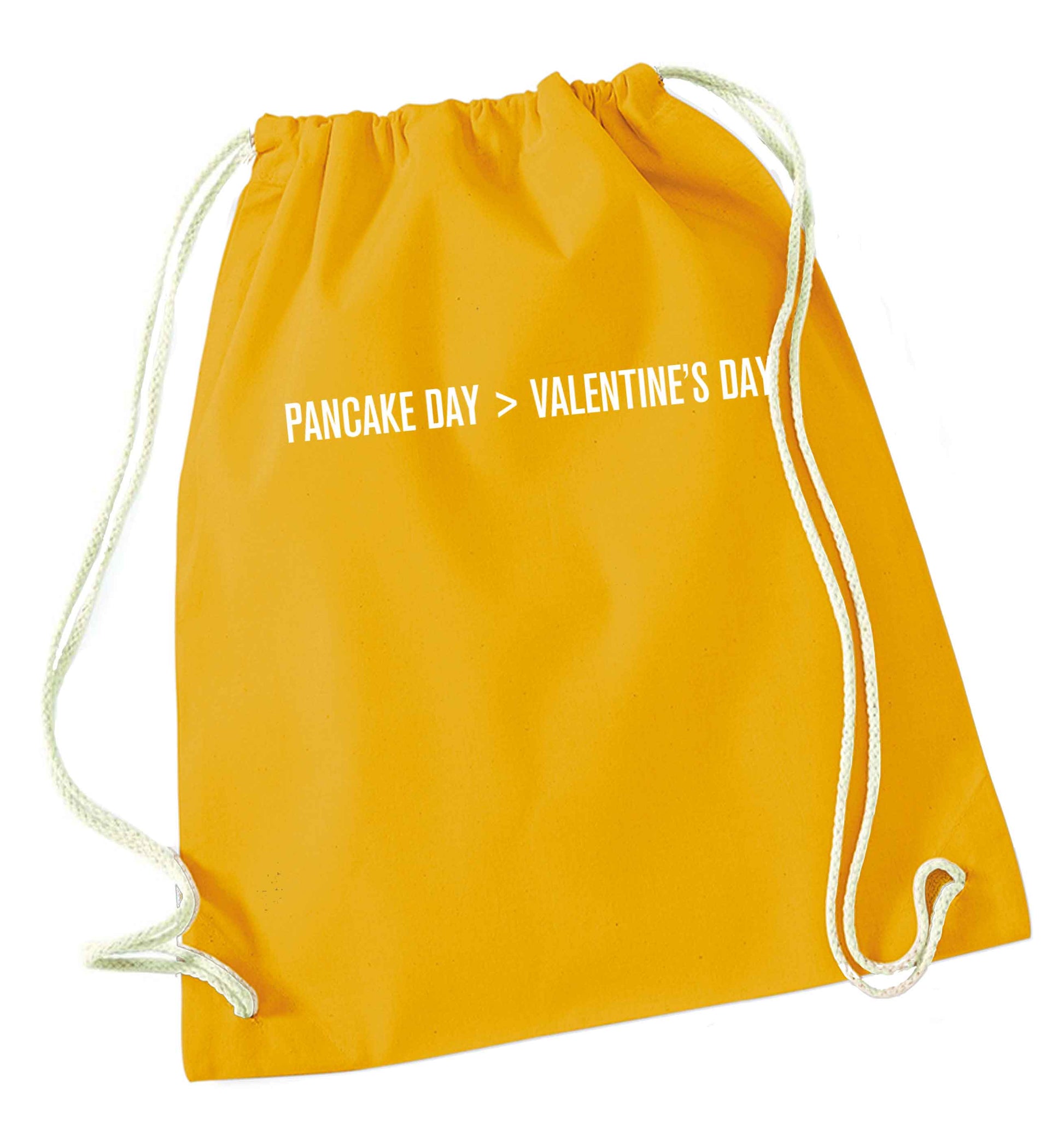 Pancake day > valentines day mustard drawstring bag