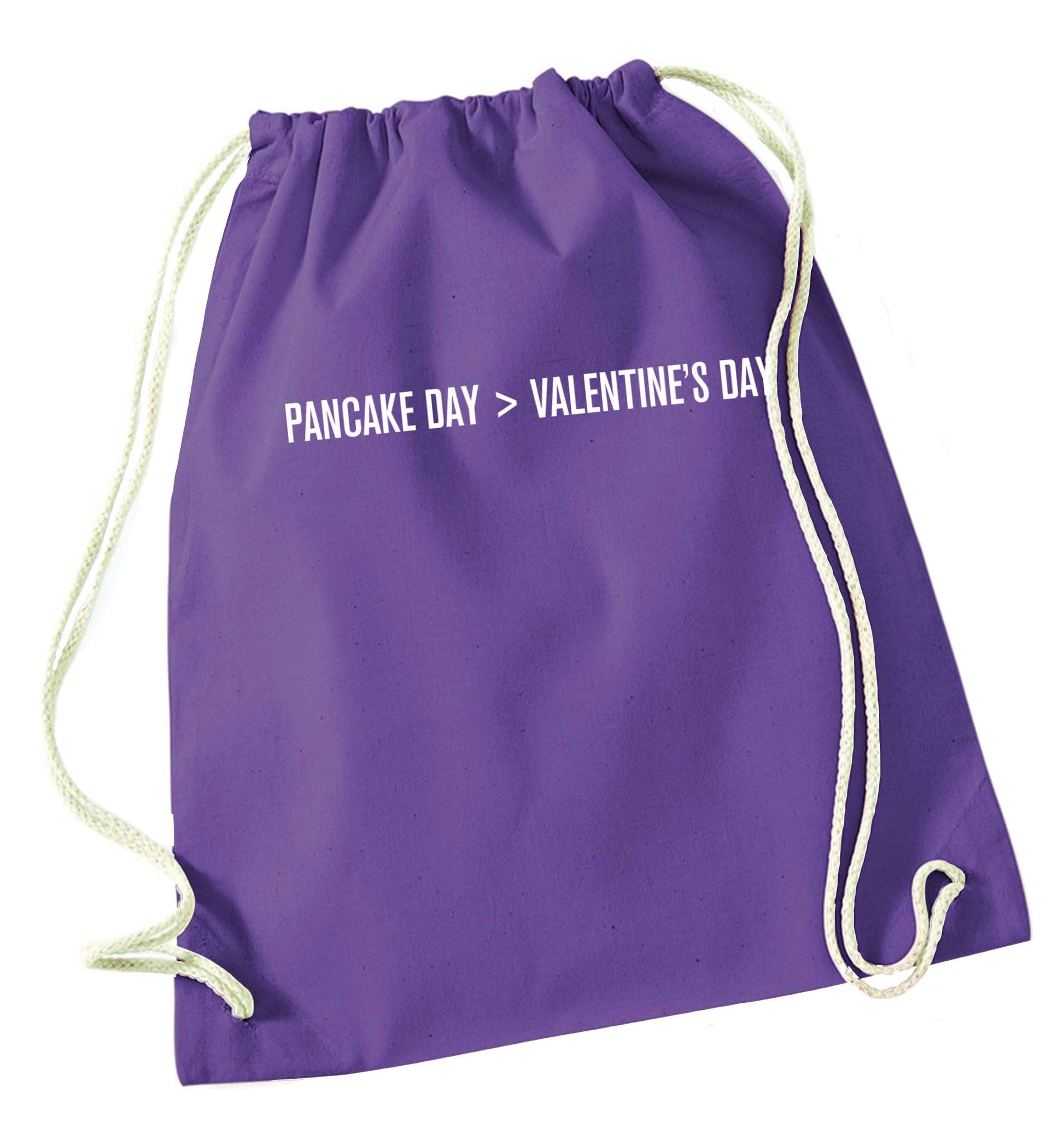 Pancake day > valentines day purple drawstring bag