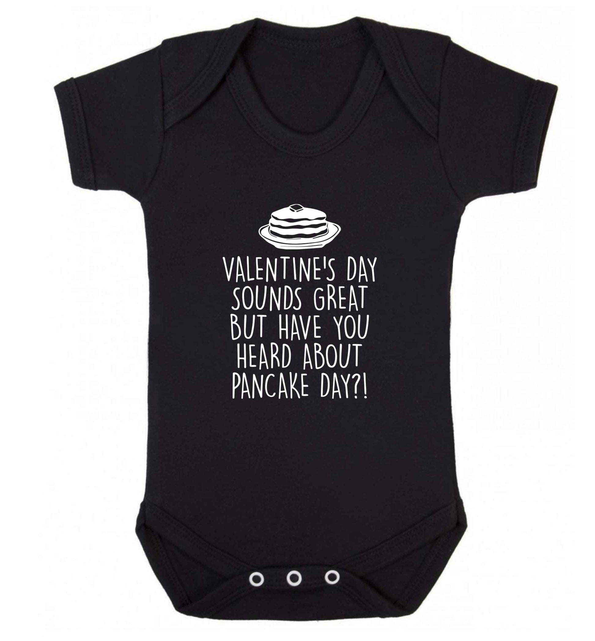 Valentine's day sounds great but have you heard about pancake day?! baby vest black 18-24 months