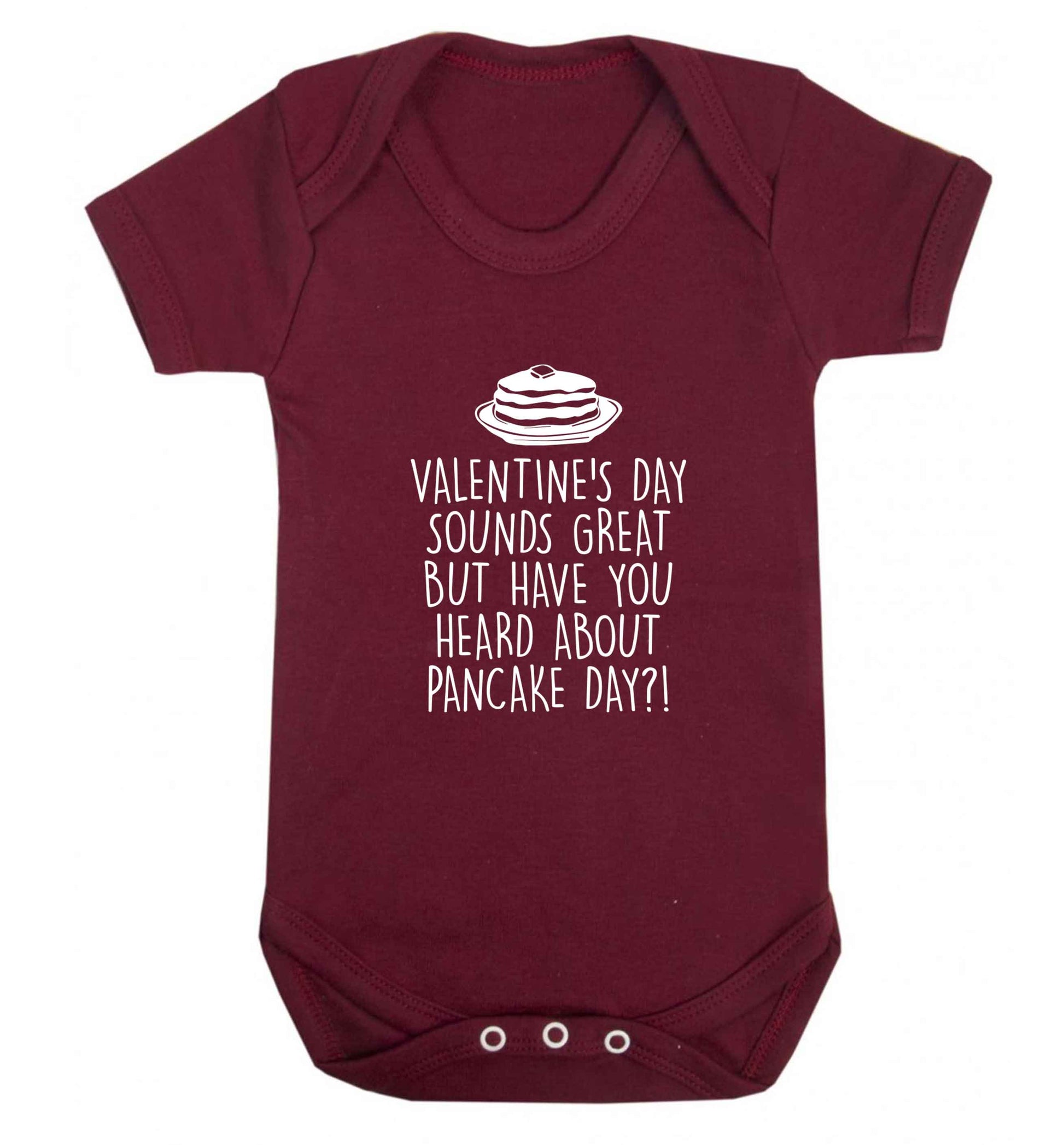 Valentine's day sounds great but have you heard about pancake day?! baby vest maroon 18-24 months