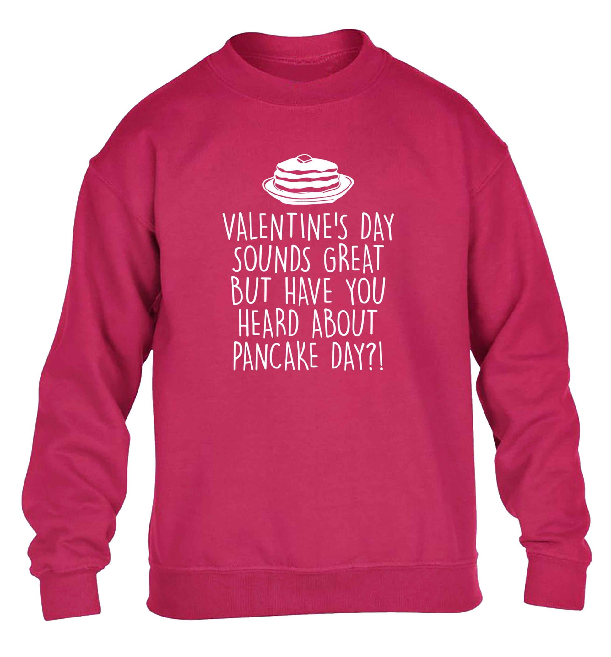 Valentine's day sounds great but have you heard about pancake day?! children's pink sweater 12-13 Years