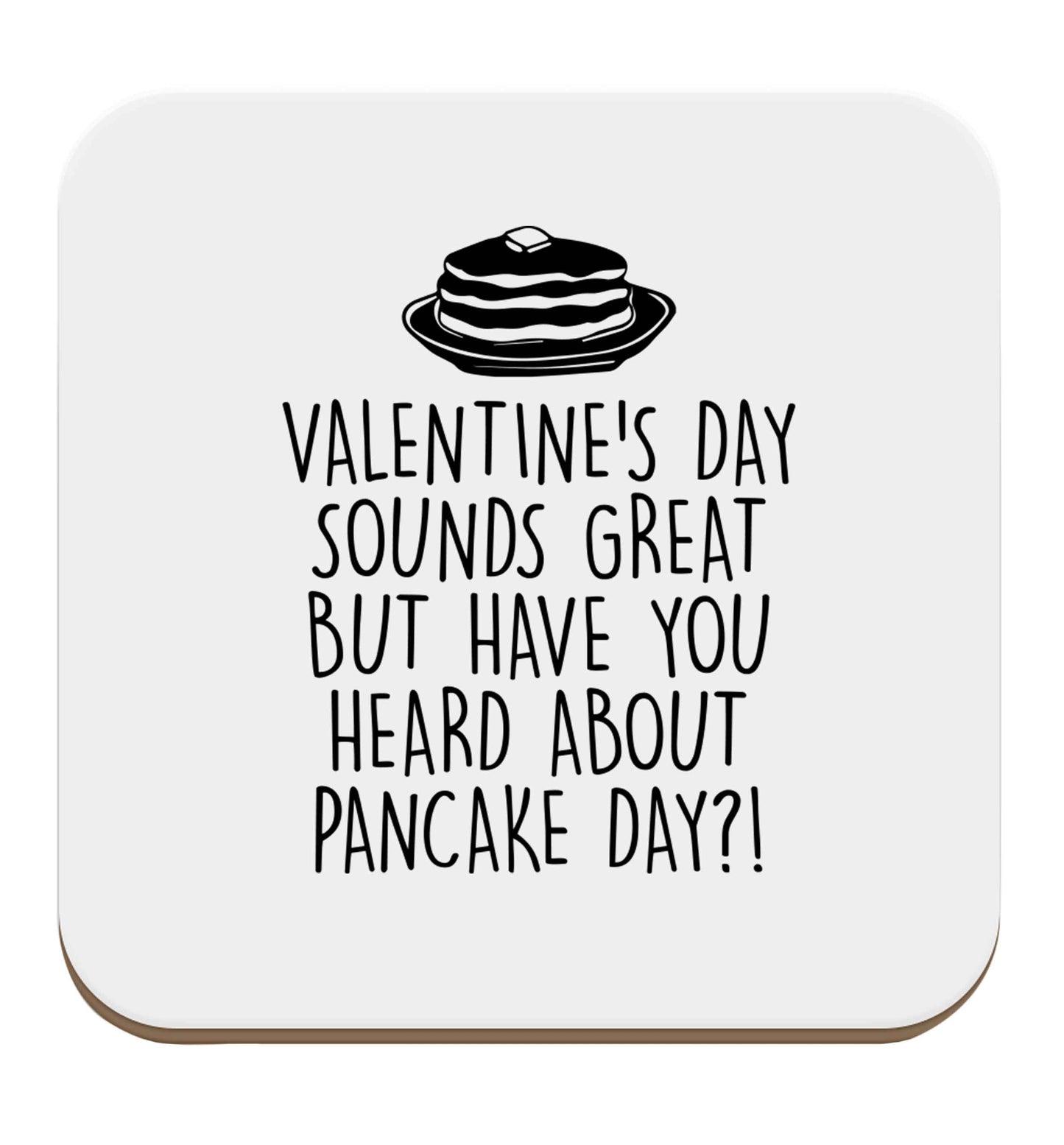 Valentine's day sounds great but have you heard about pancake day?! set of four coasters