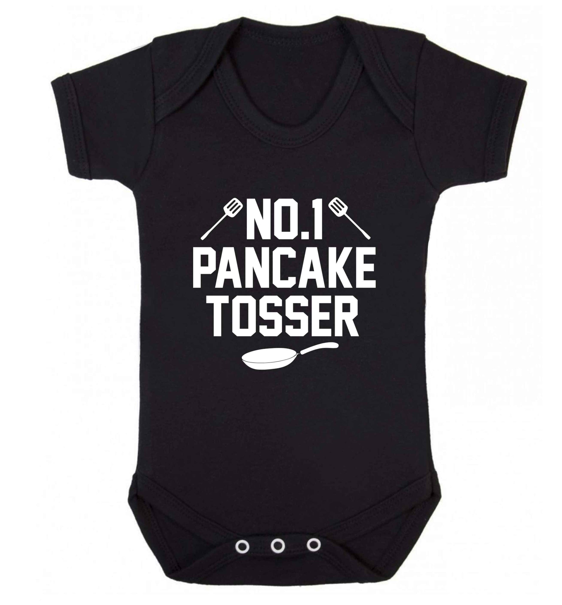 No.1 Pancake tosser baby vest black 18-24 months