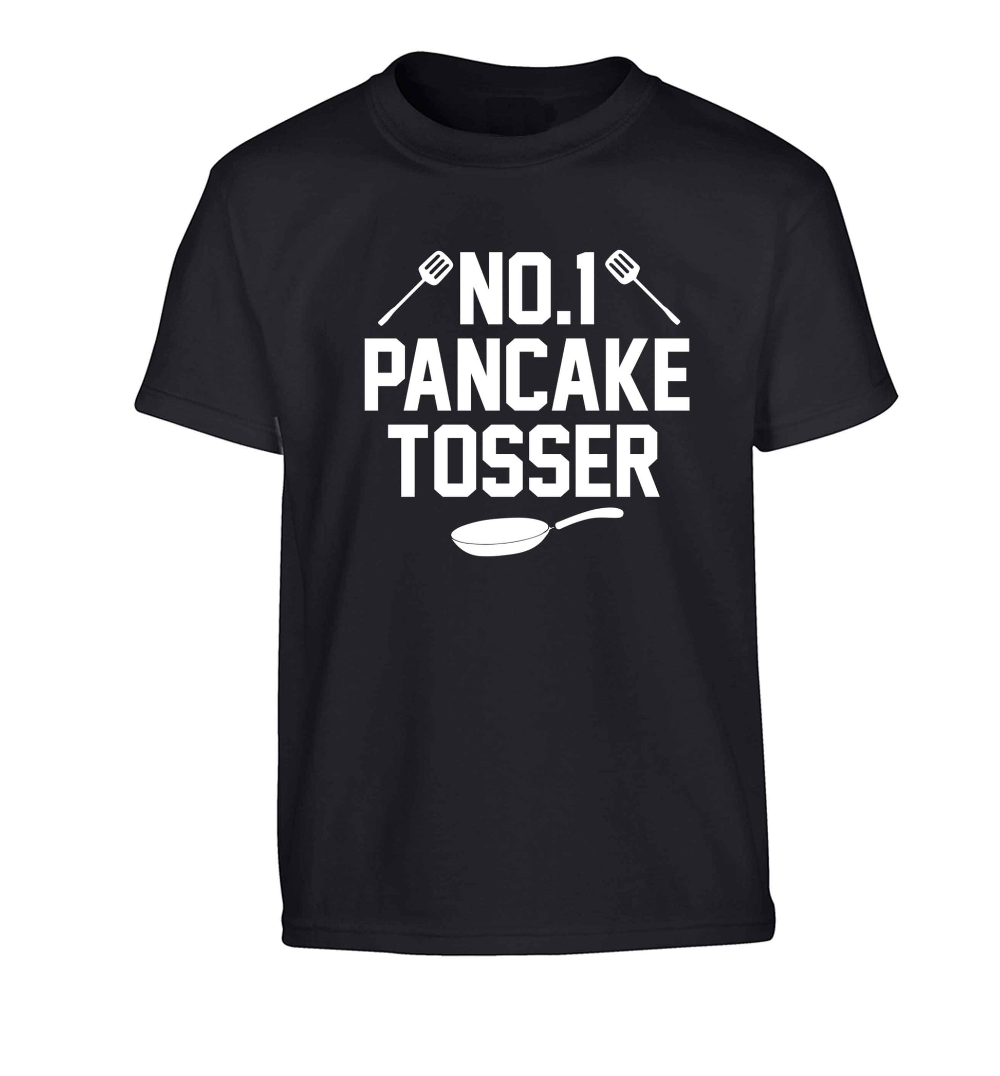 No.1 Pancake tosser Children's black Tshirt 12-13 Years