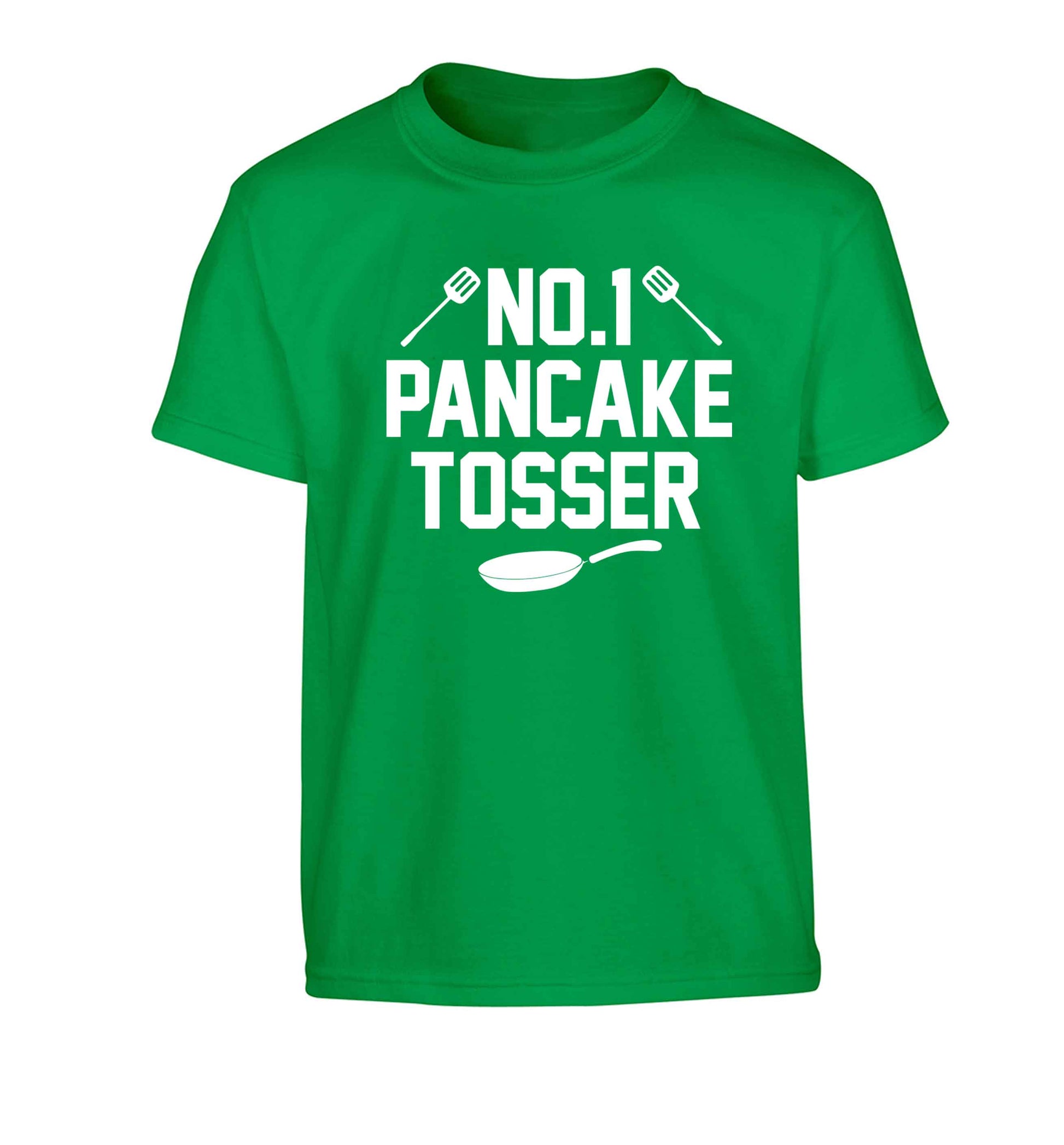 No.1 Pancake tosser Children's green Tshirt 12-13 Years