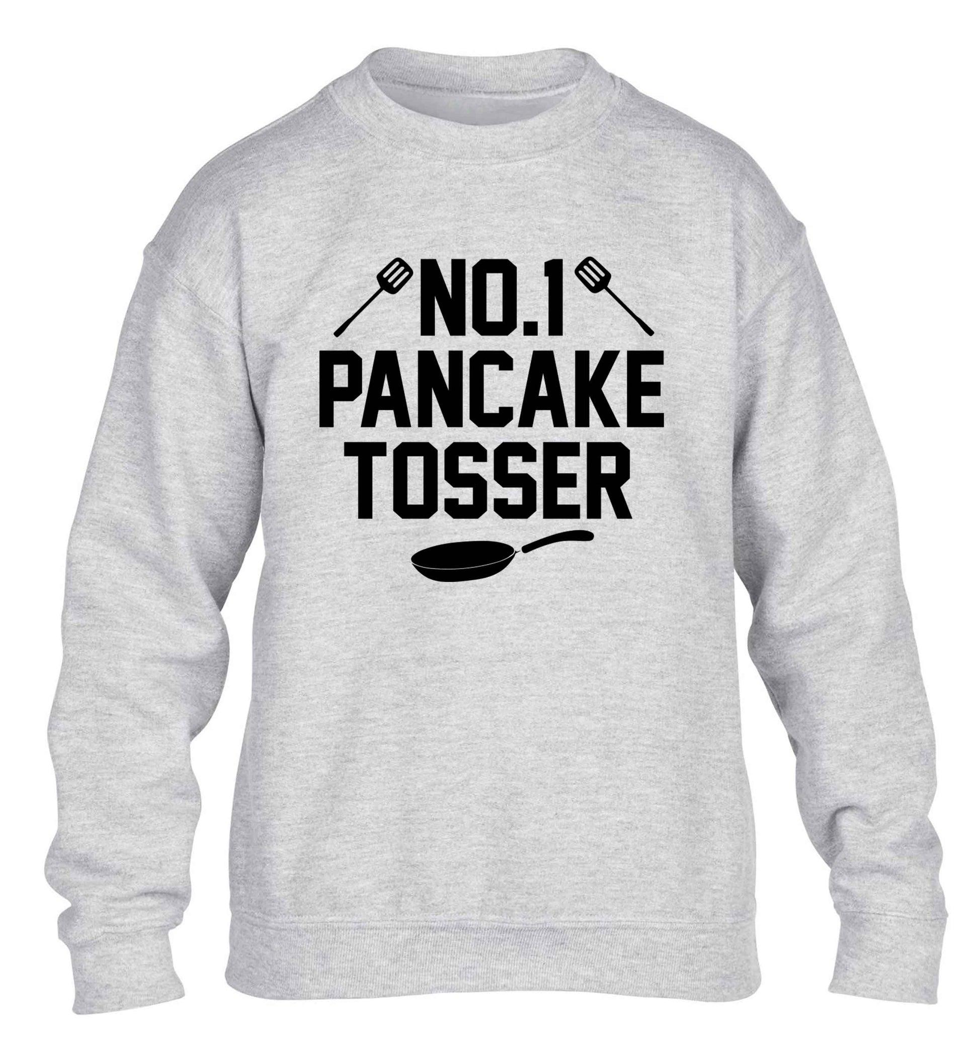 No.1 Pancake tosser children's grey sweater 12-13 Years