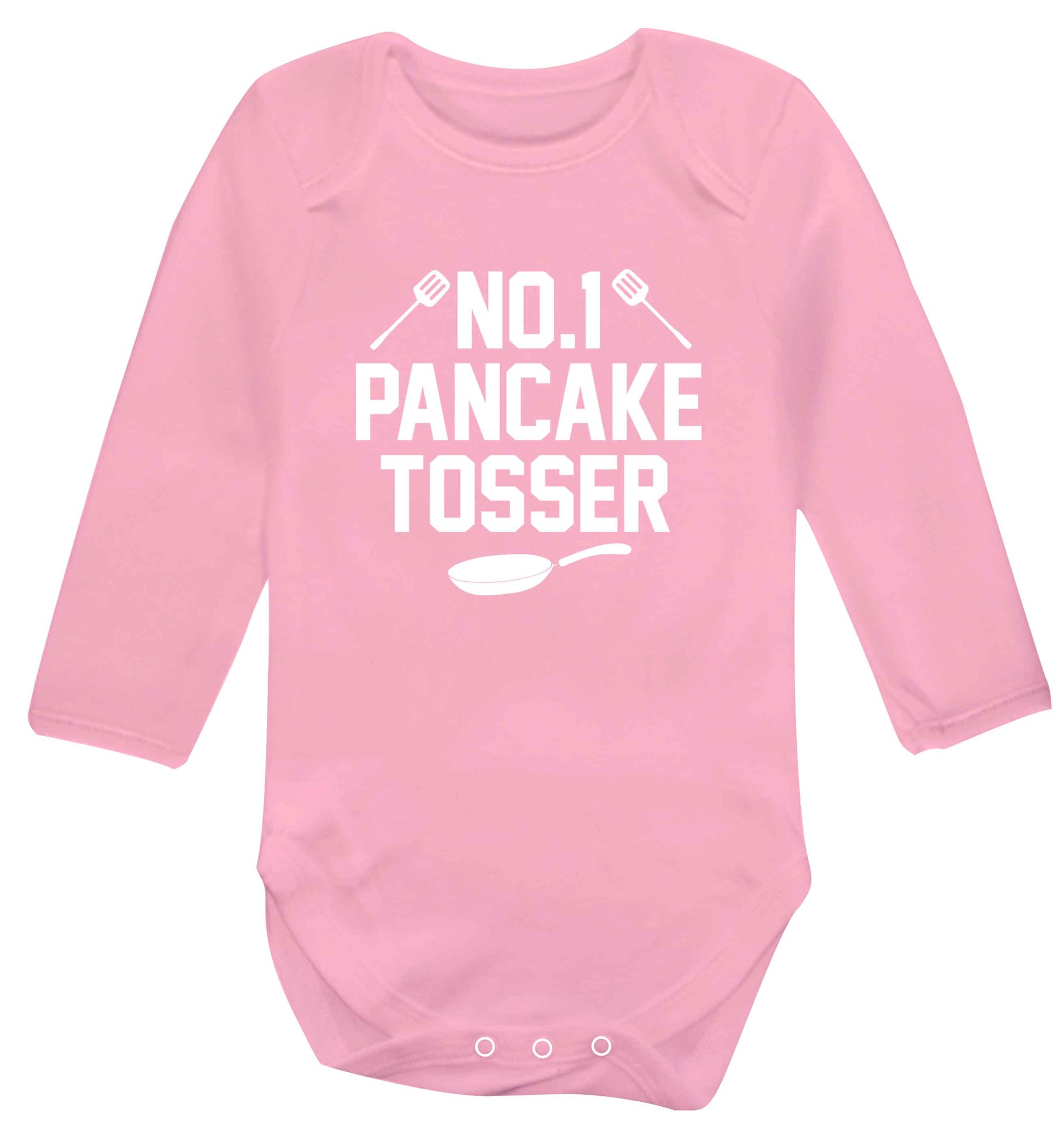 No.1 Pancake tosser baby vest long sleeved pale pink 6-12 months