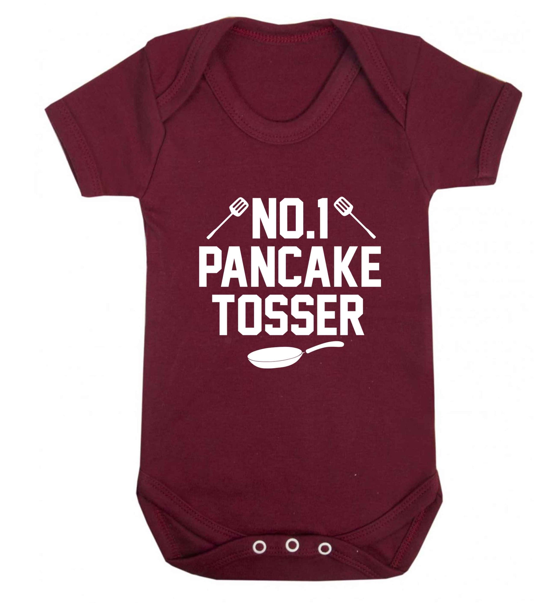 No.1 Pancake tosser baby vest maroon 18-24 months
