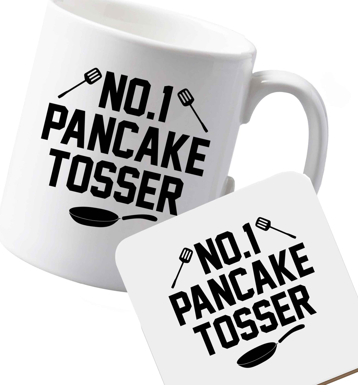 10 oz Ceramic mug and coaster No.1 Pancake Tosser both sides