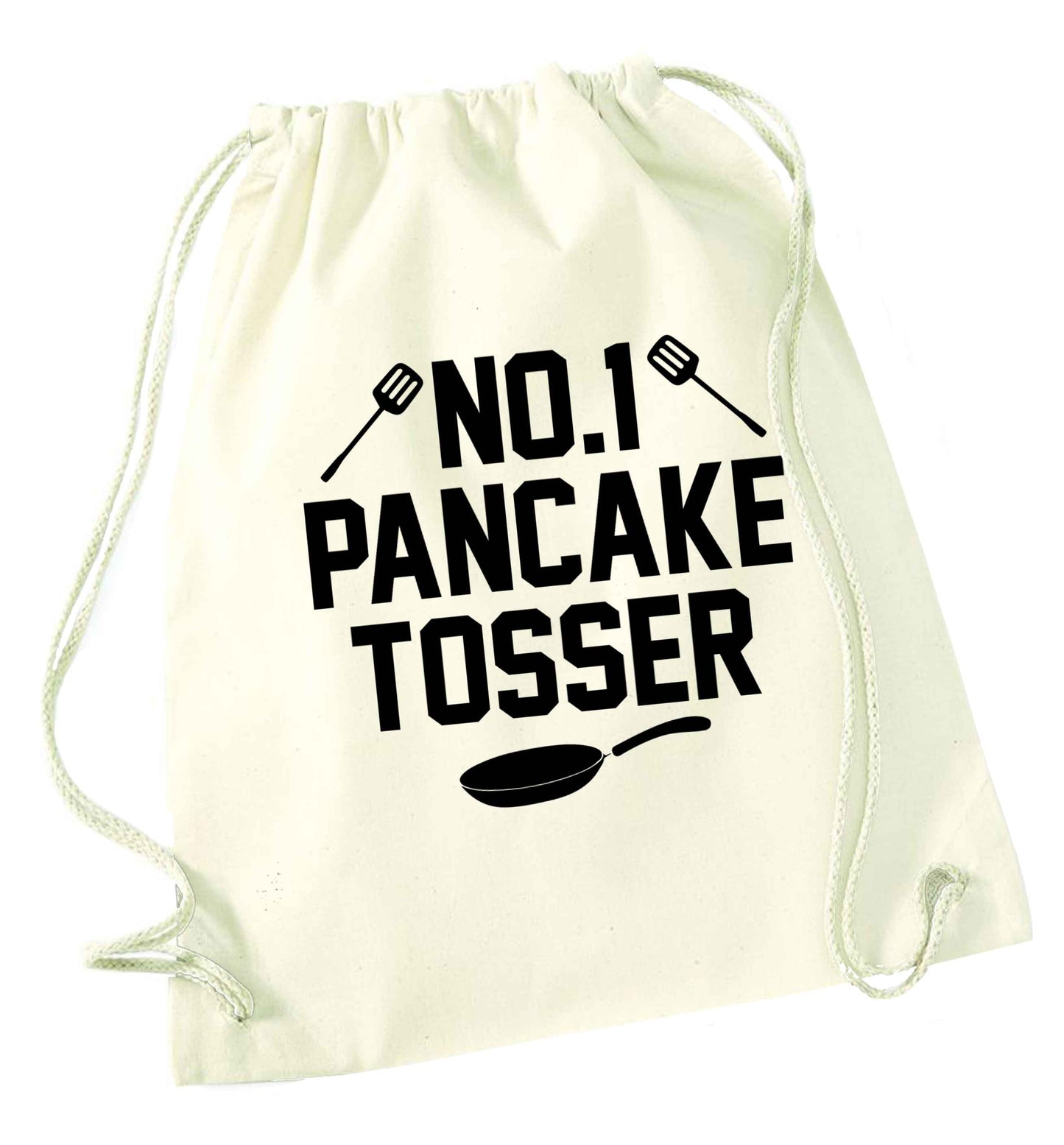 No.1 Pancake tosser natural drawstring bag