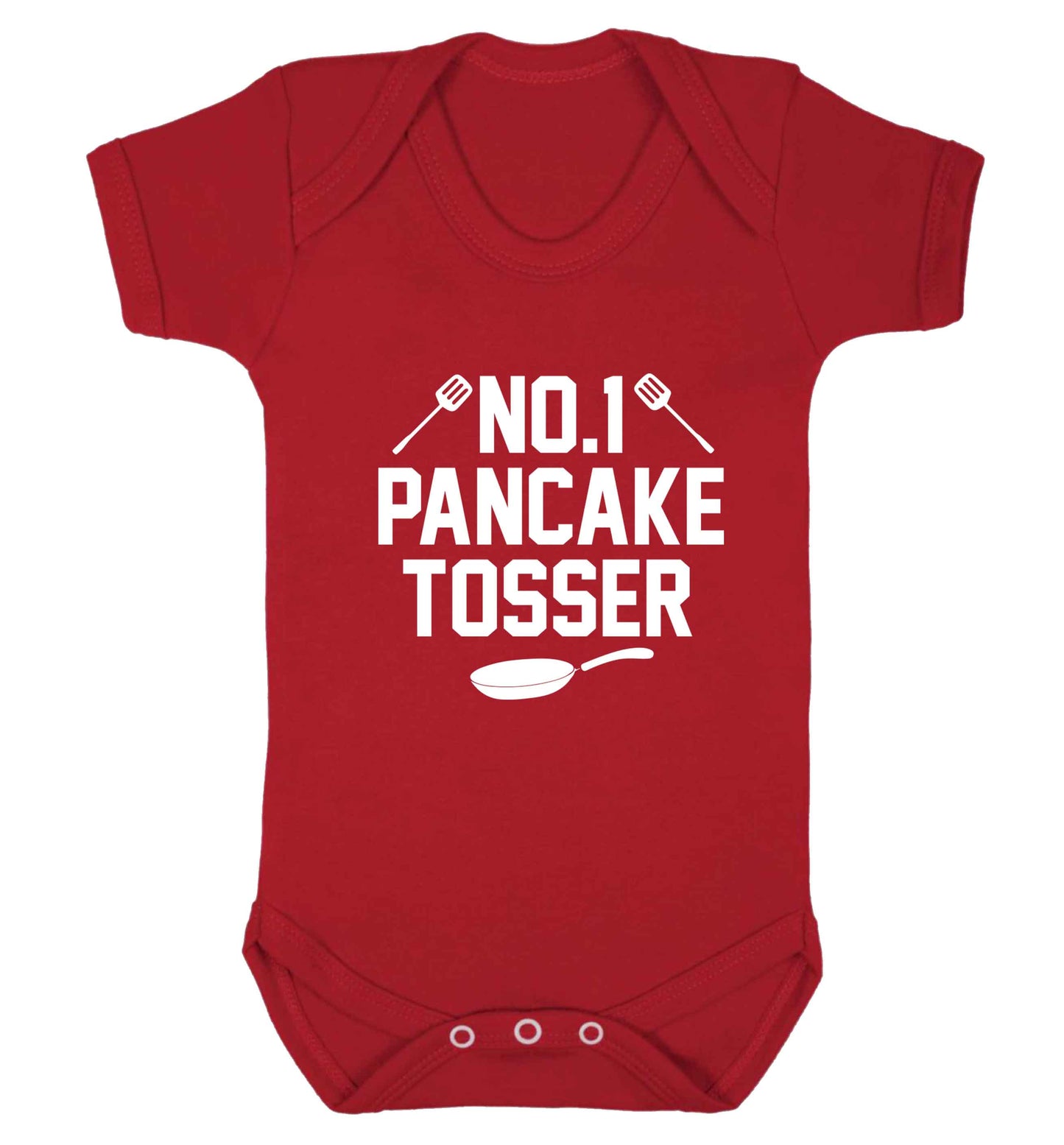 No.1 Pancake tosser baby vest red 18-24 months