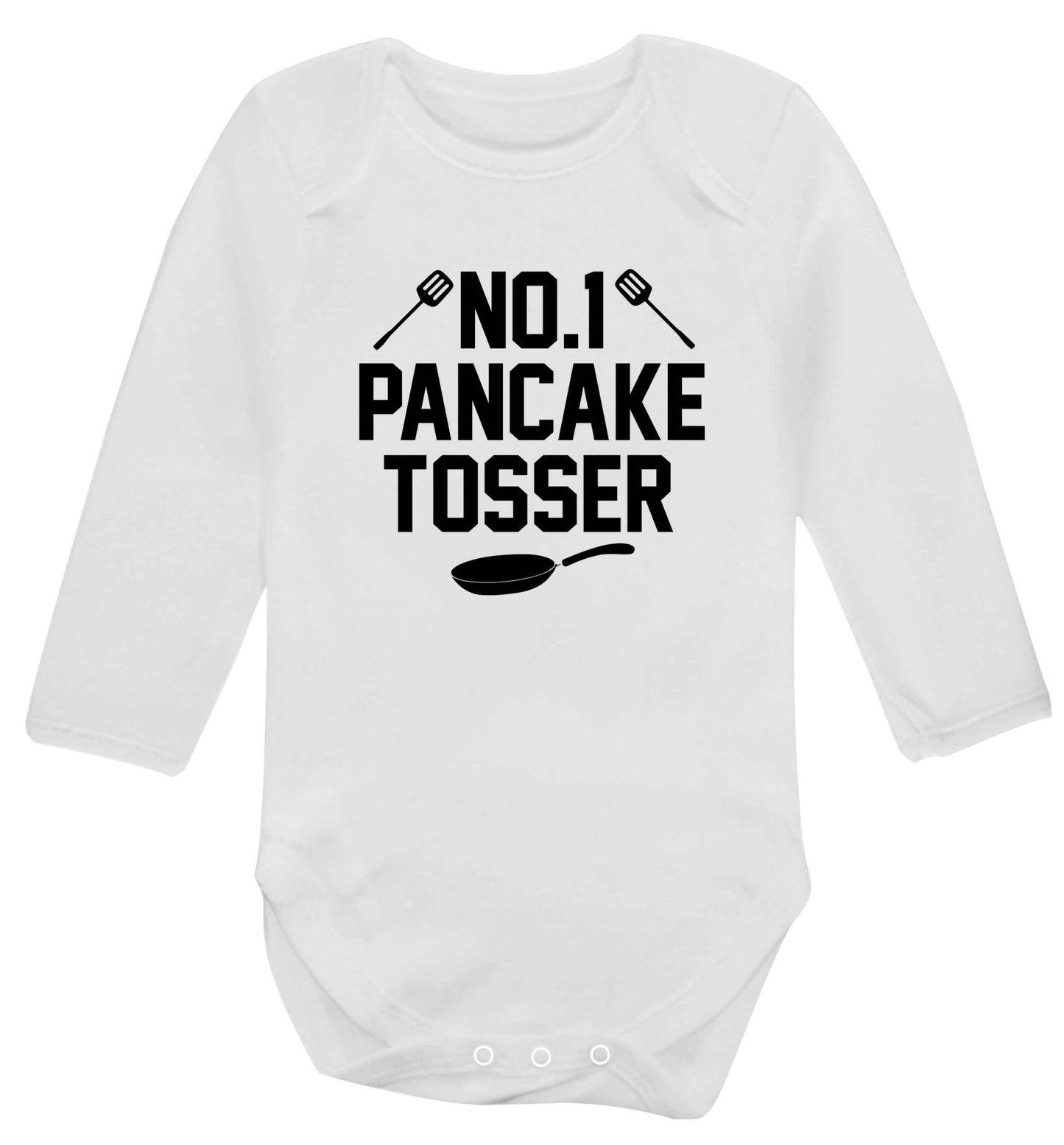 No.1 Pancake tosser baby vest long sleeved white 6-12 months