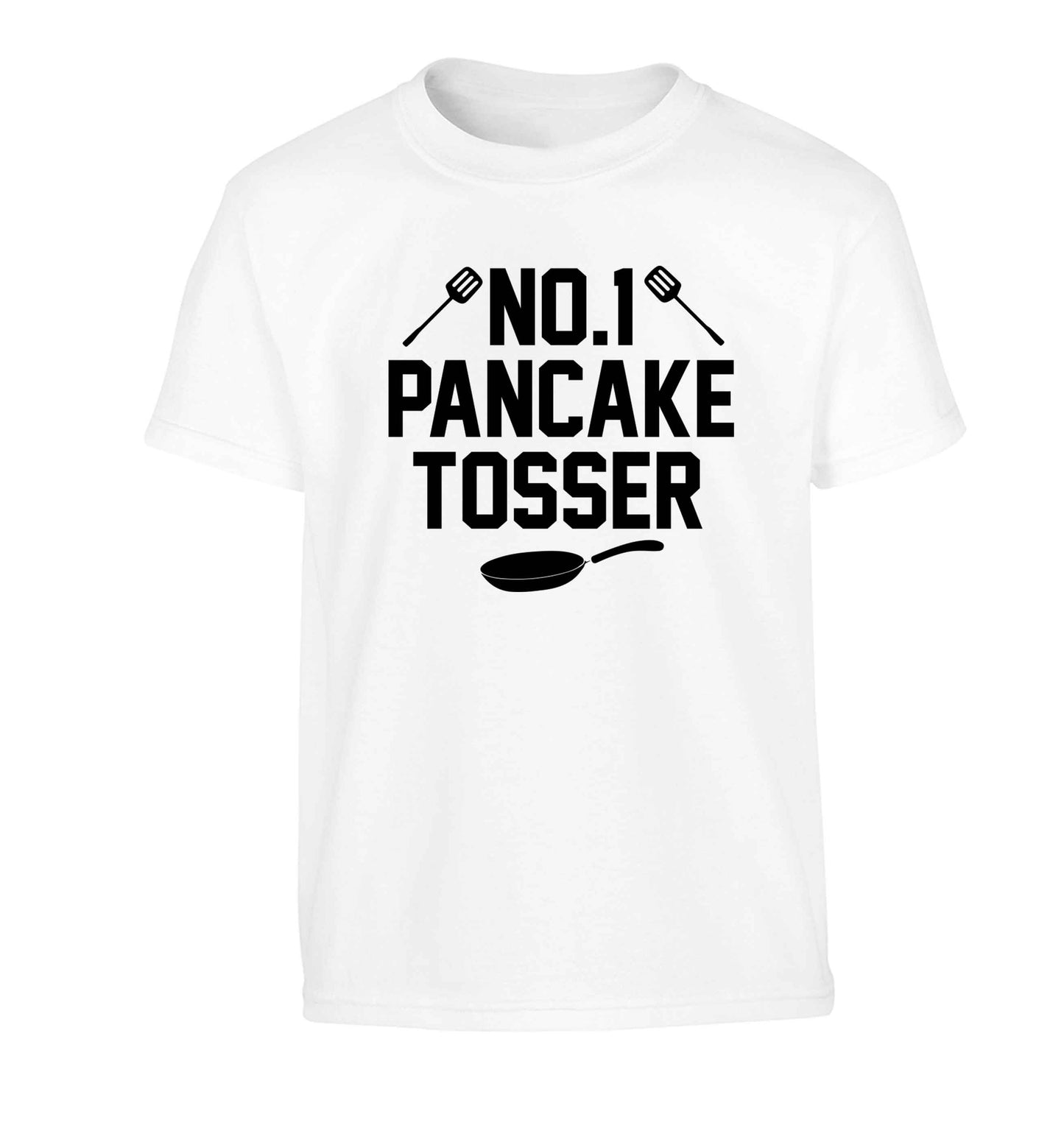 No.1 Pancake tosser Children's white Tshirt 12-13 Years