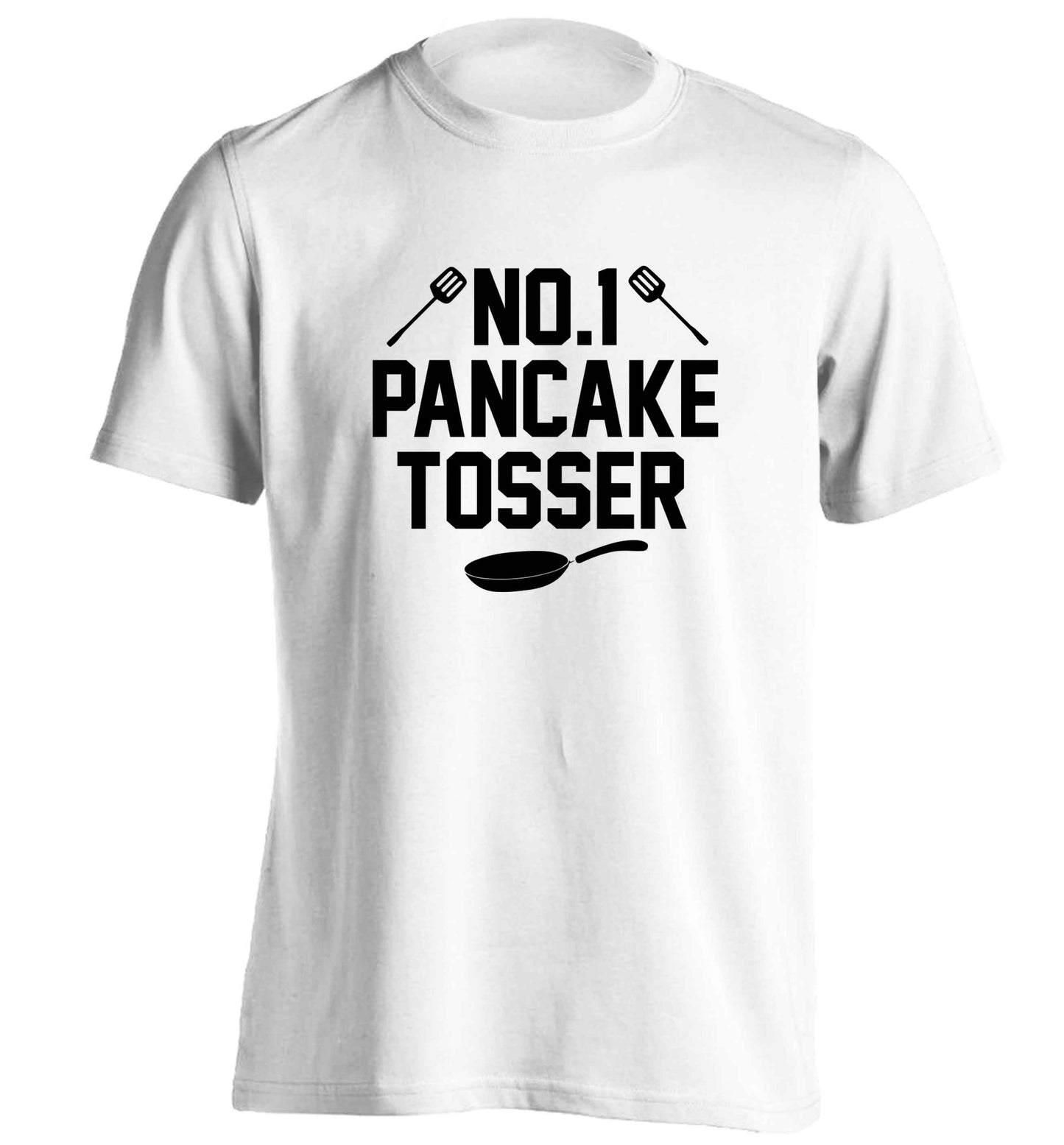 No.1 Pancake tosser adults unisex white Tshirt 2XL