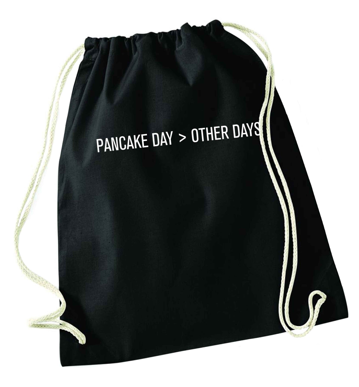 Pancake day > other days black drawstring bag