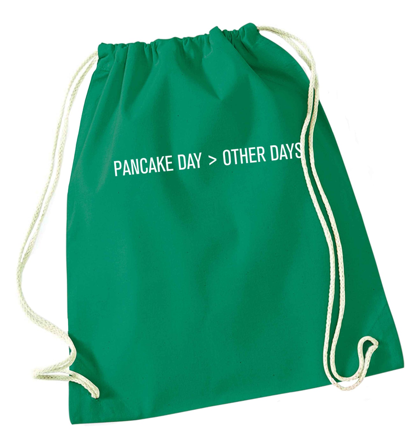 Pancake day > other days green drawstring bag