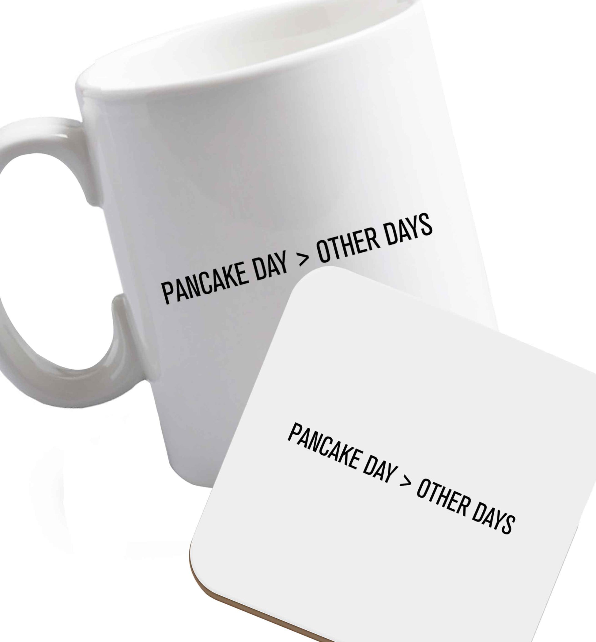 10 oz Pancake Day > Other Days ceramic mug and coaster set right handed