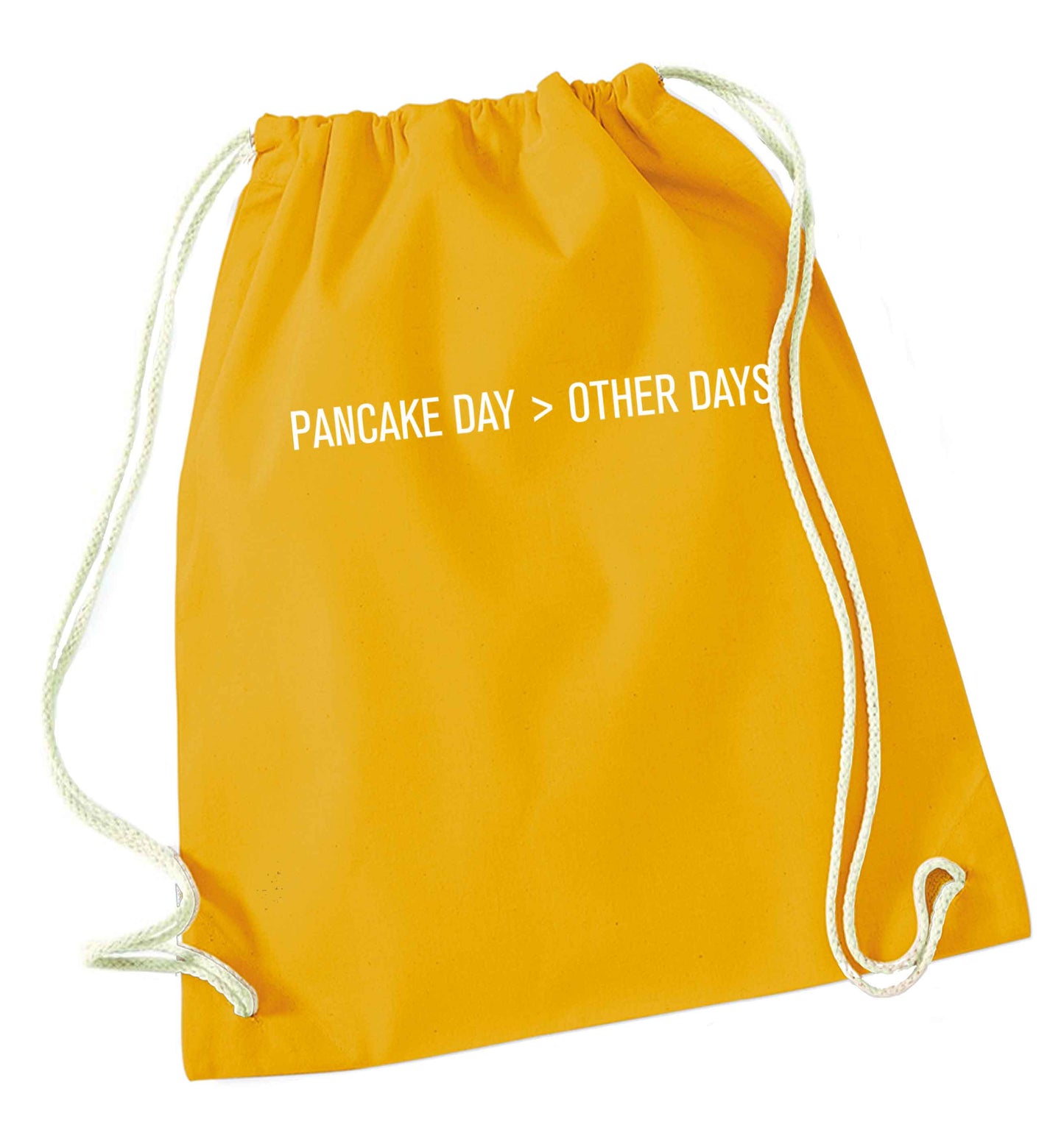 Pancake day > other days mustard drawstring bag