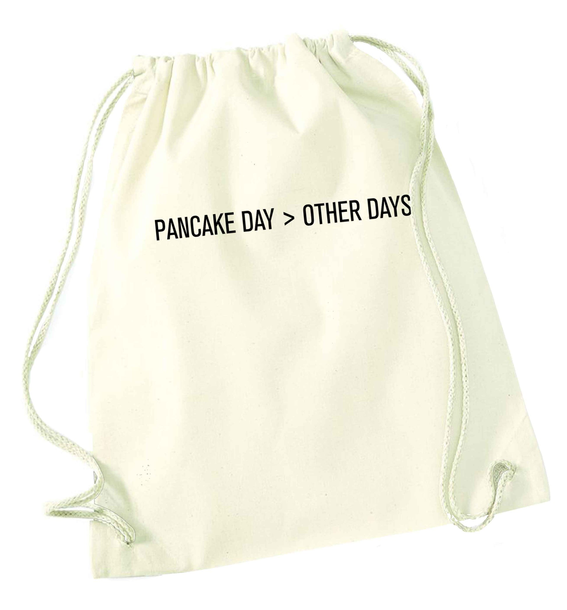 Pancake day > other days natural drawstring bag