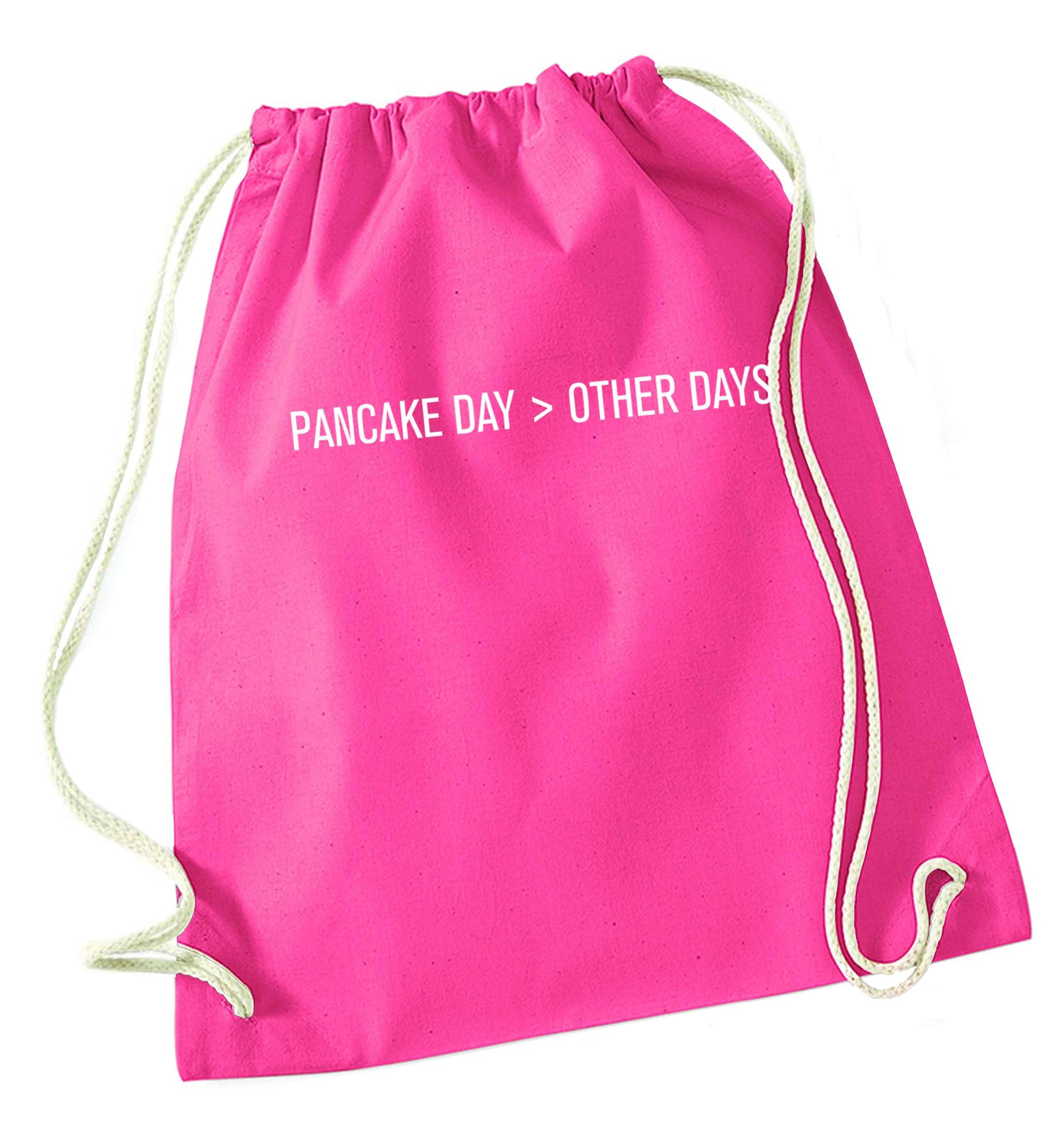 Pancake day > other days pink drawstring bag