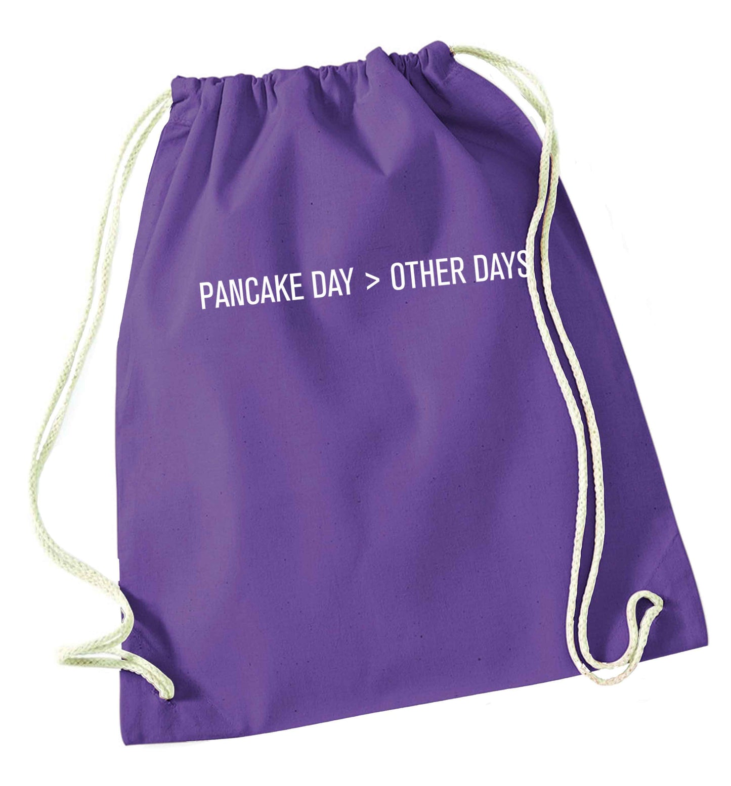 Pancake day > other days purple drawstring bag