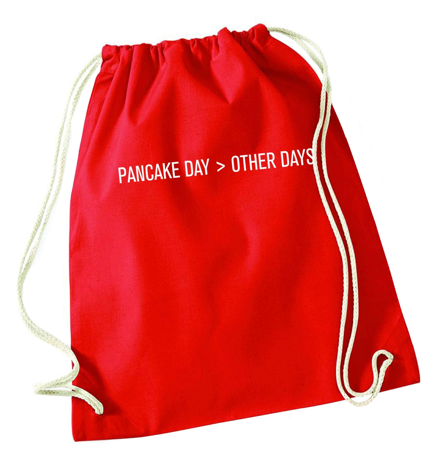 Pancake day > other days red drawstring bag 