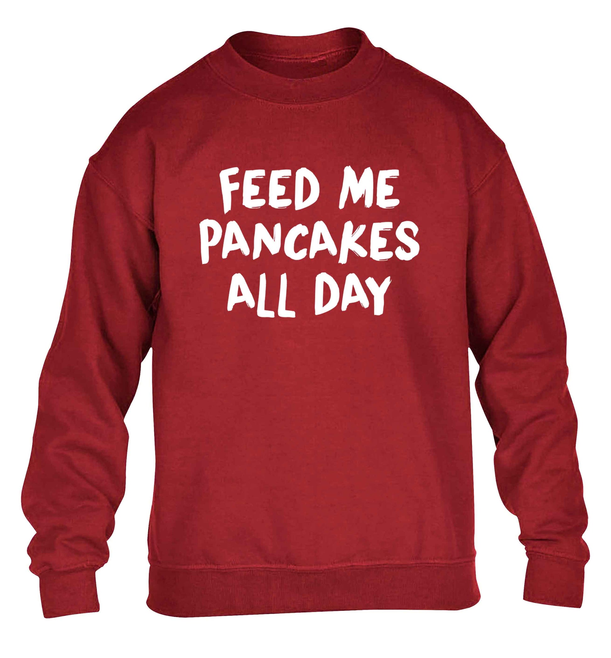 Feed me pancakes all day children's grey sweater 12-13 Years