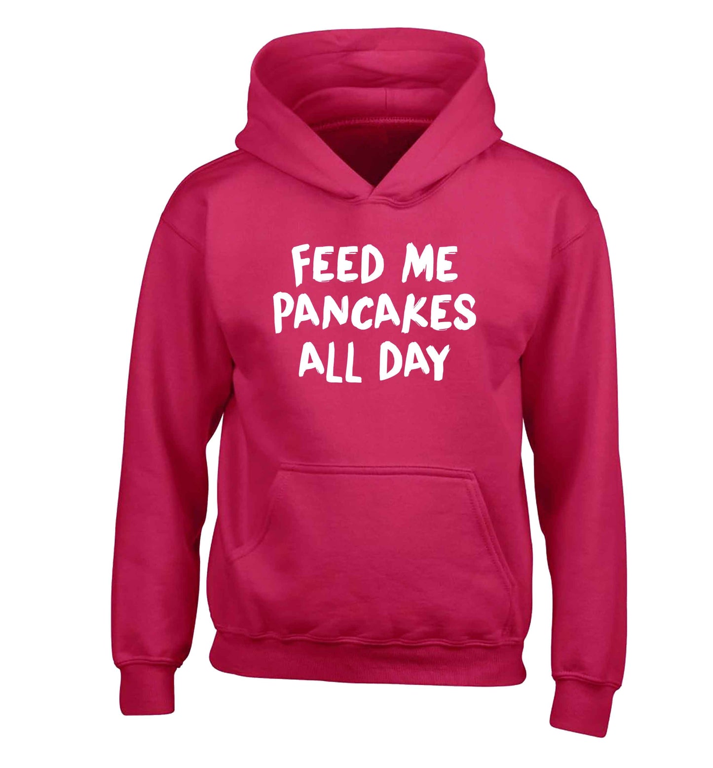 Feed me pancakes all day children's pink hoodie 12-13 Years