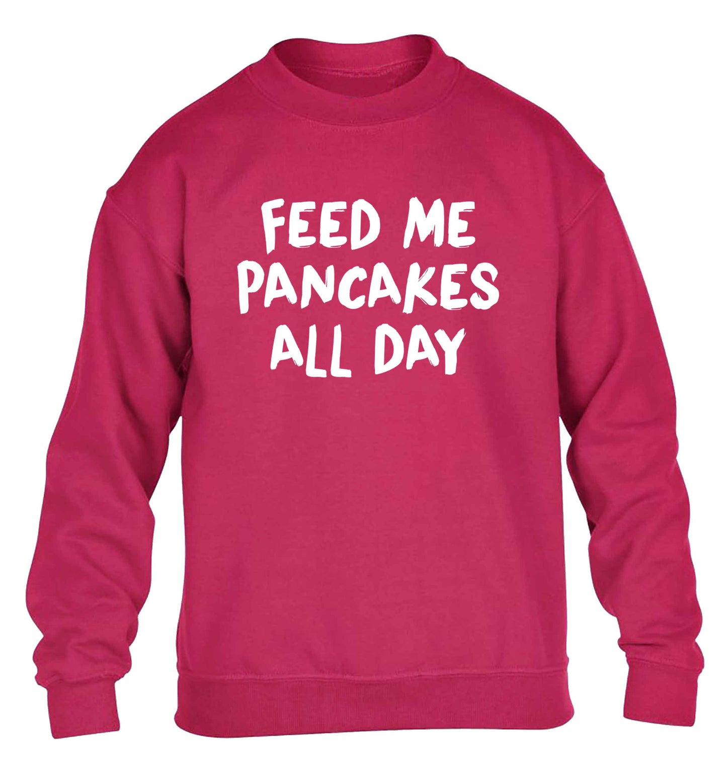 Feed me pancakes all day children's pink sweater 12-13 Years
