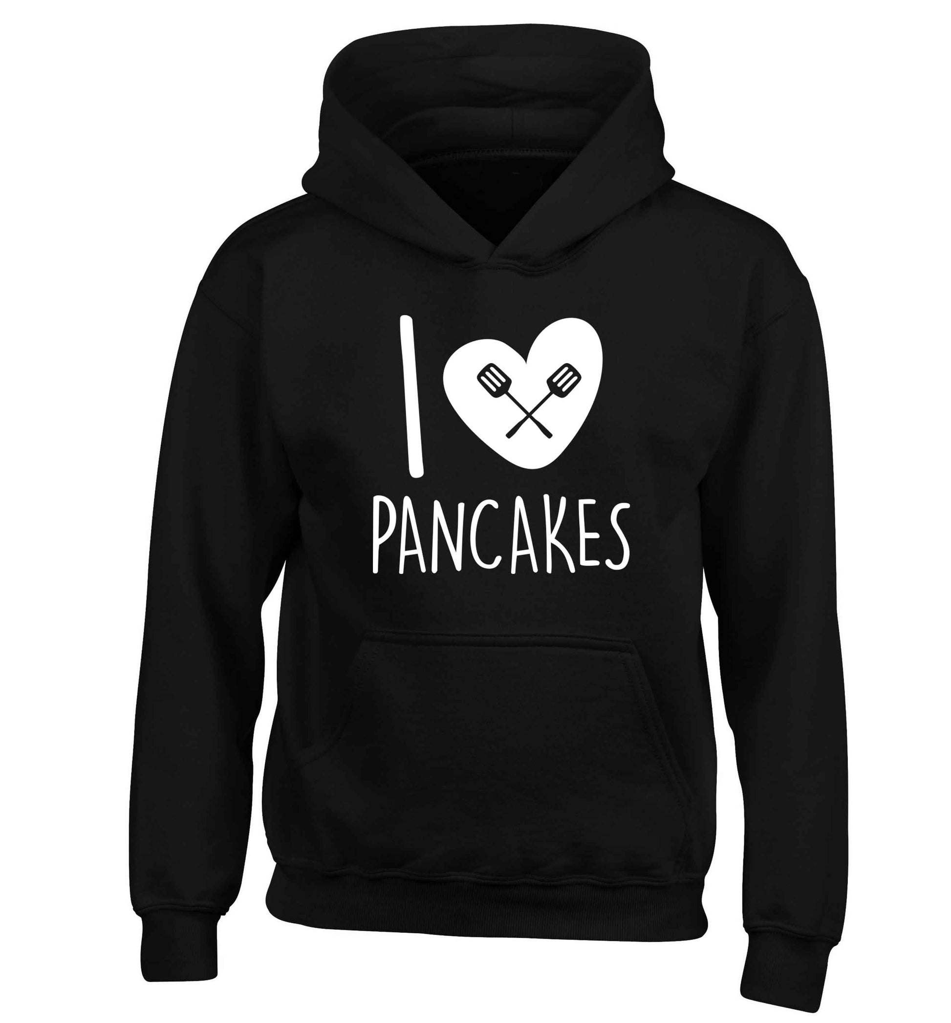 I love pancakes children's black hoodie 12-13 Years