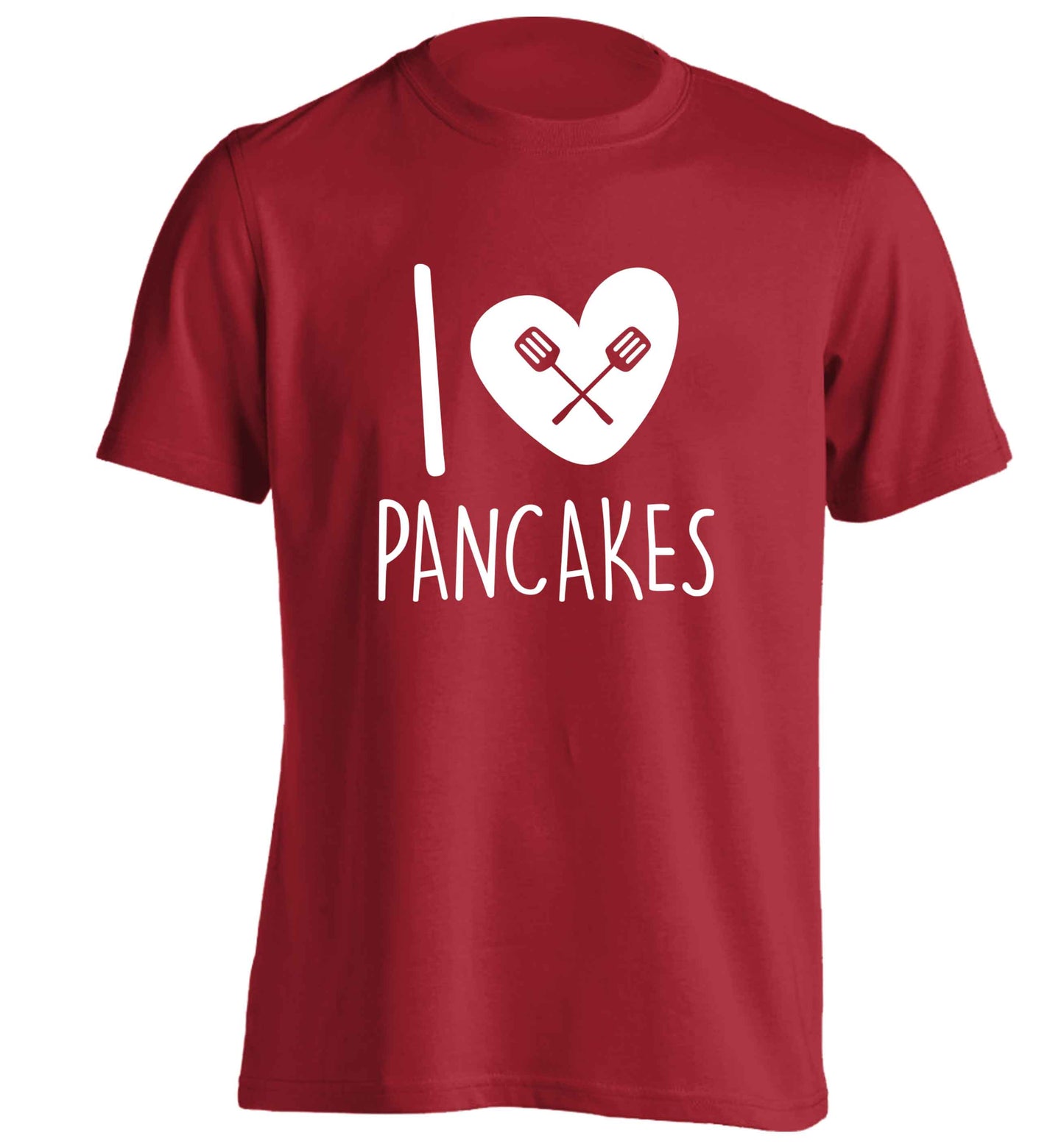 I love pancakes adults unisex red Tshirt 2XL