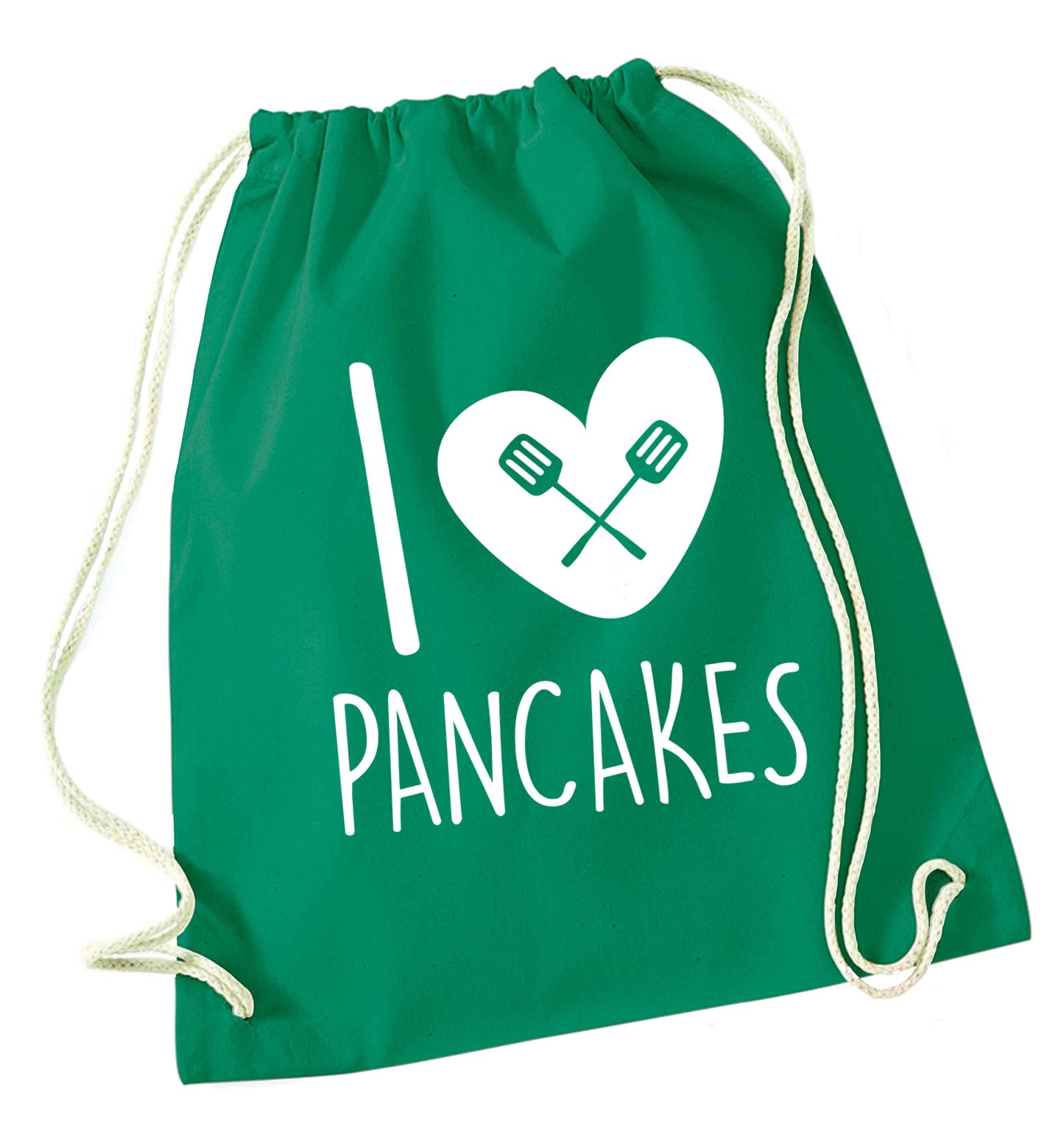 I love pancakes green drawstring bag