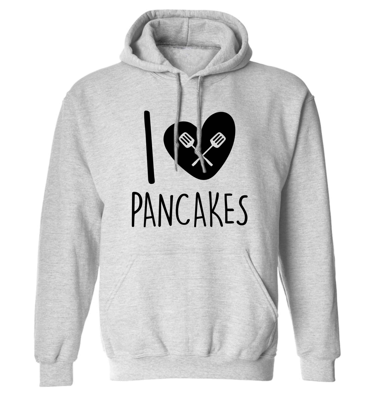 I love pancakes adults unisex grey hoodie 2XL