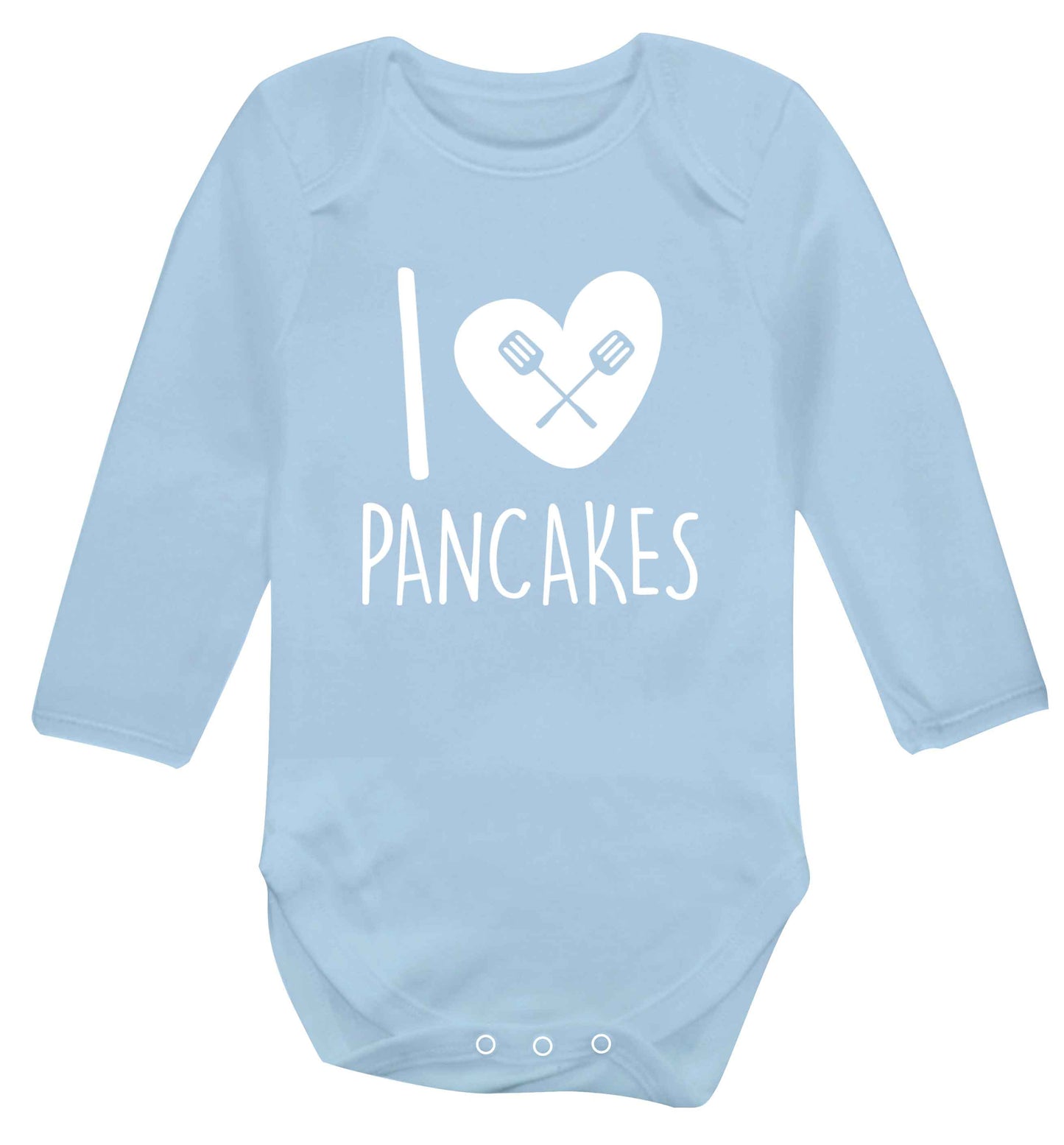 I love pancakes baby vest long sleeved pale blue 6-12 months