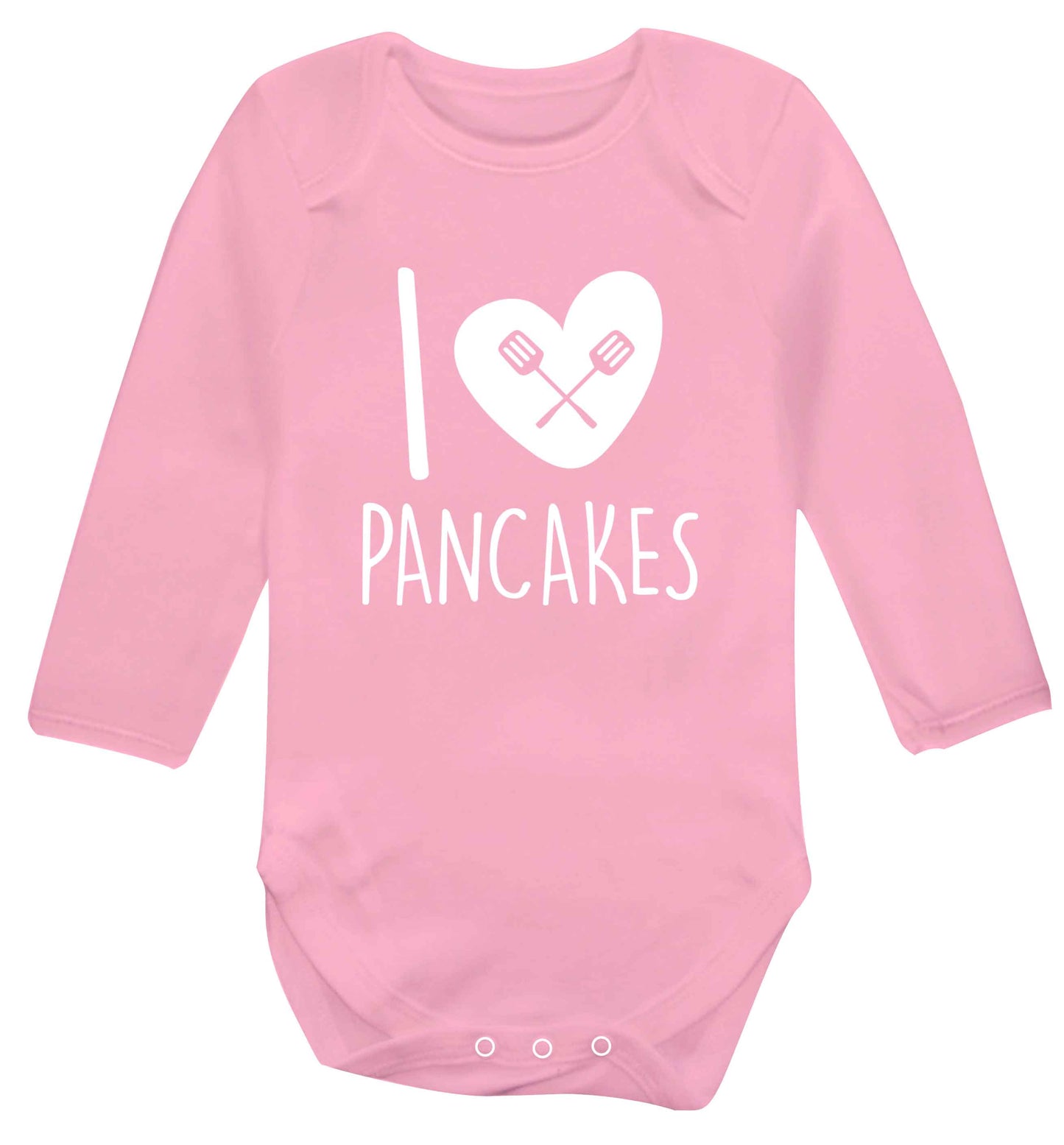 I love pancakes baby vest long sleeved pale pink 6-12 months