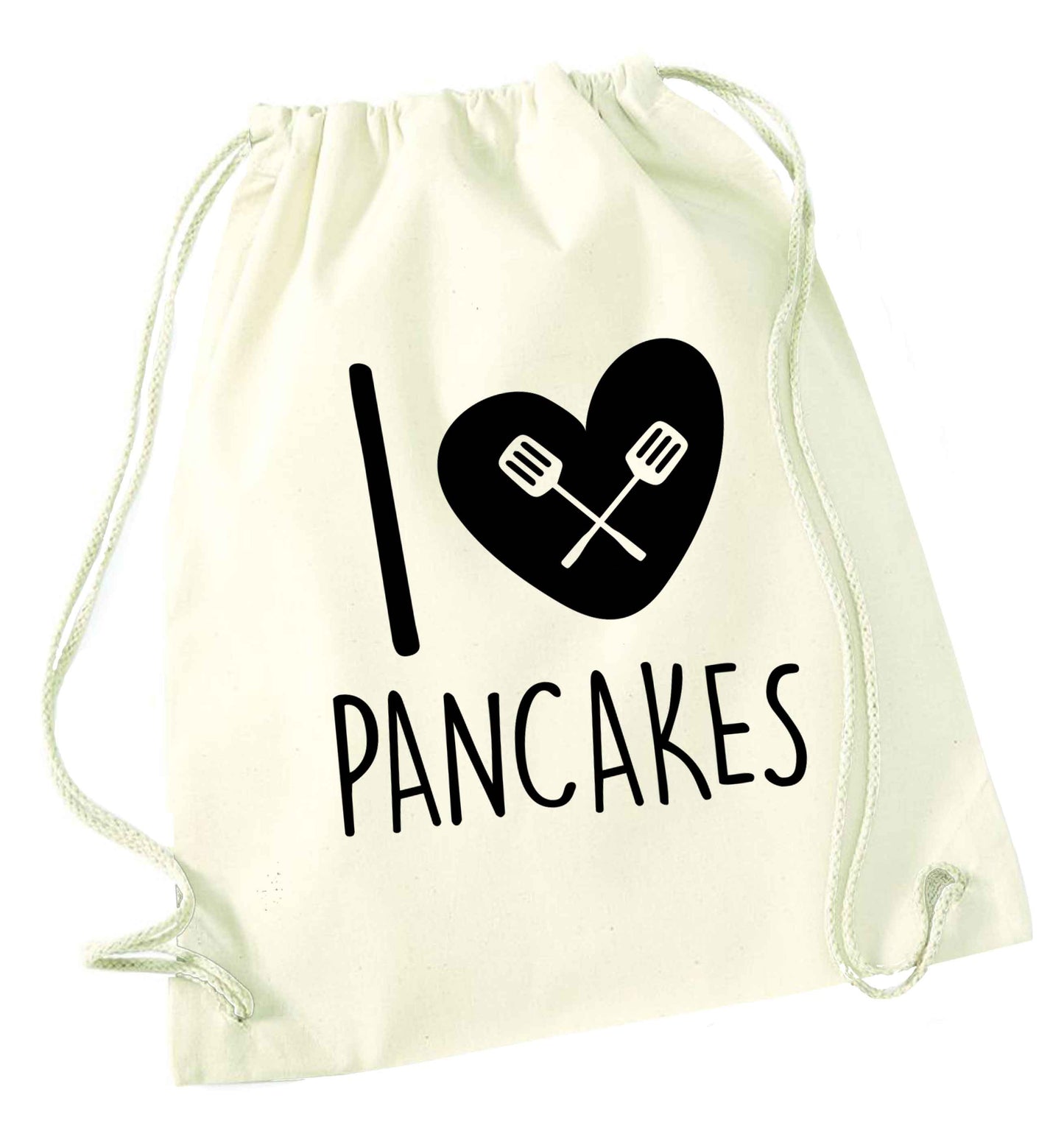 I love pancakes natural drawstring bag