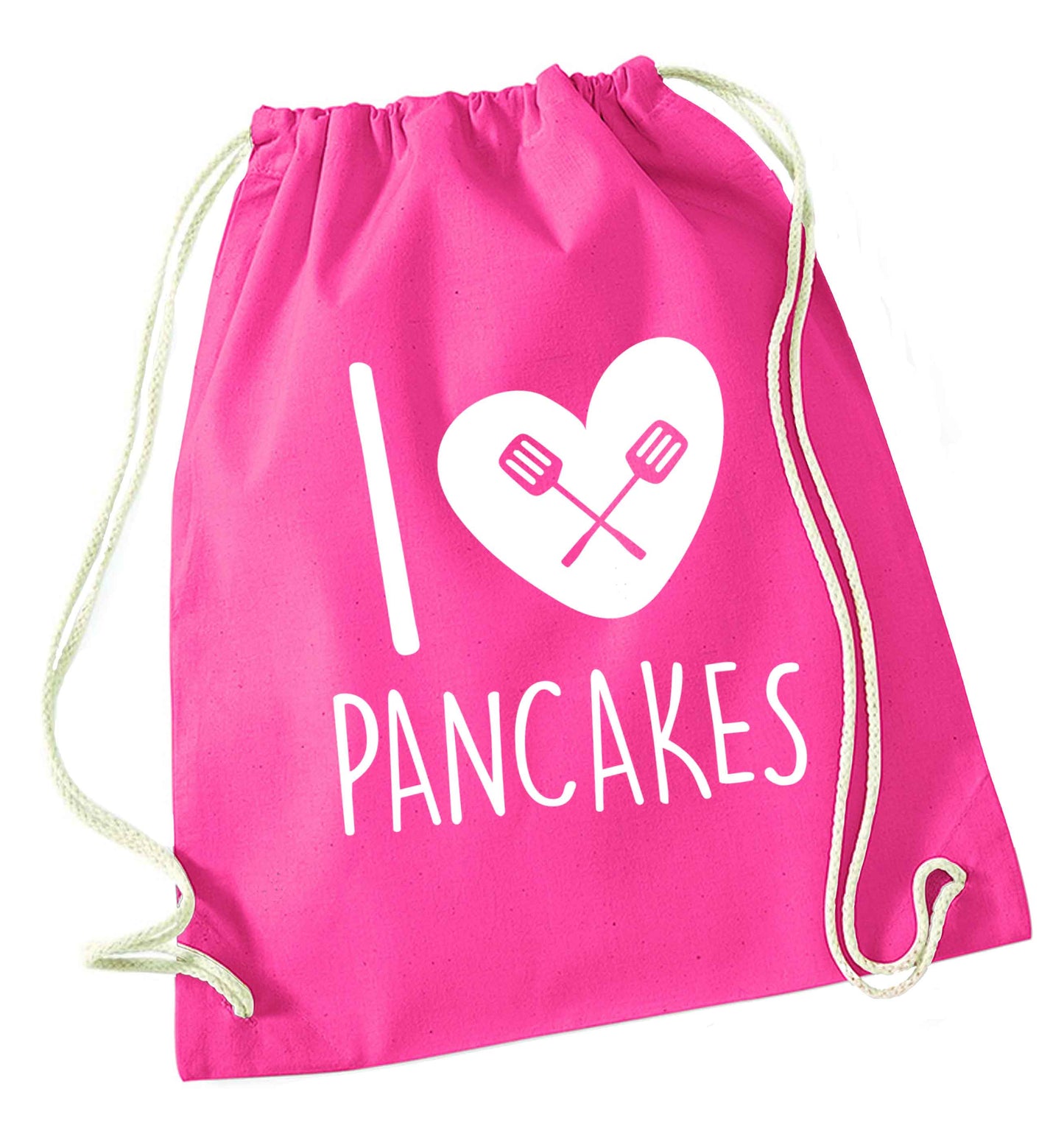 I love pancakes pink drawstring bag