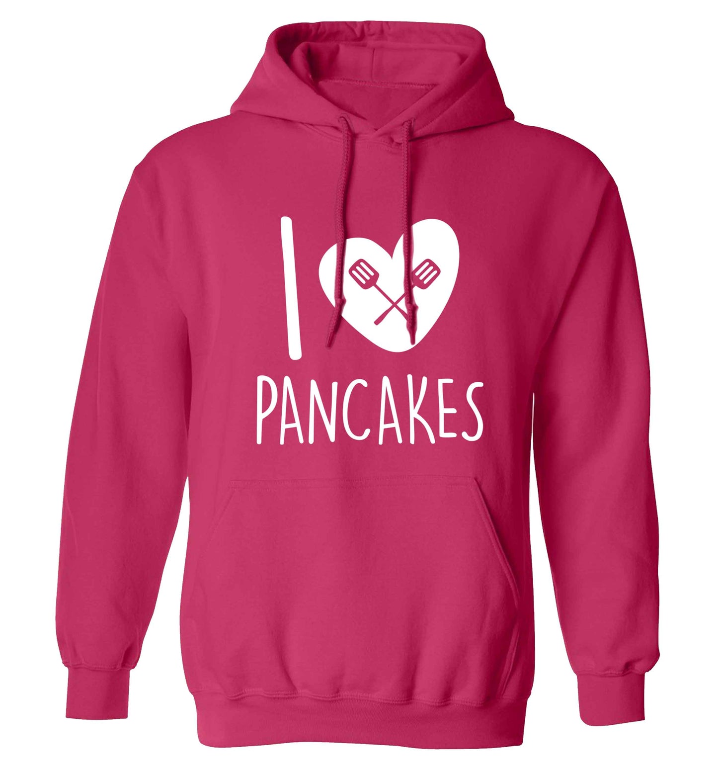 I love pancakes adults unisex pink hoodie 2XL