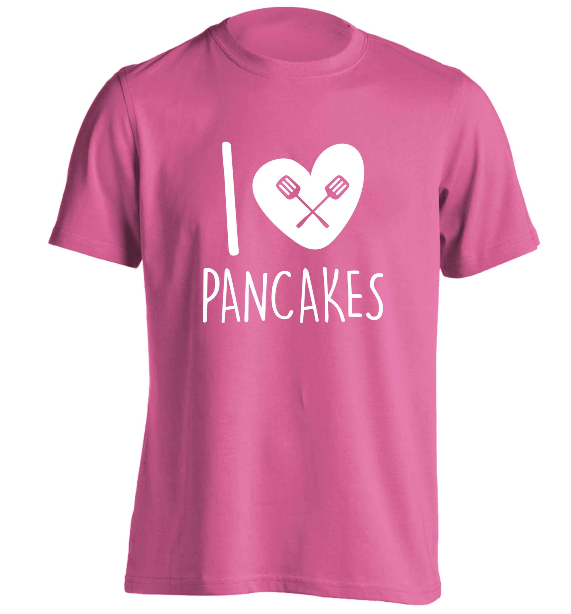 I love pancakes adults unisex pink Tshirt 2XL