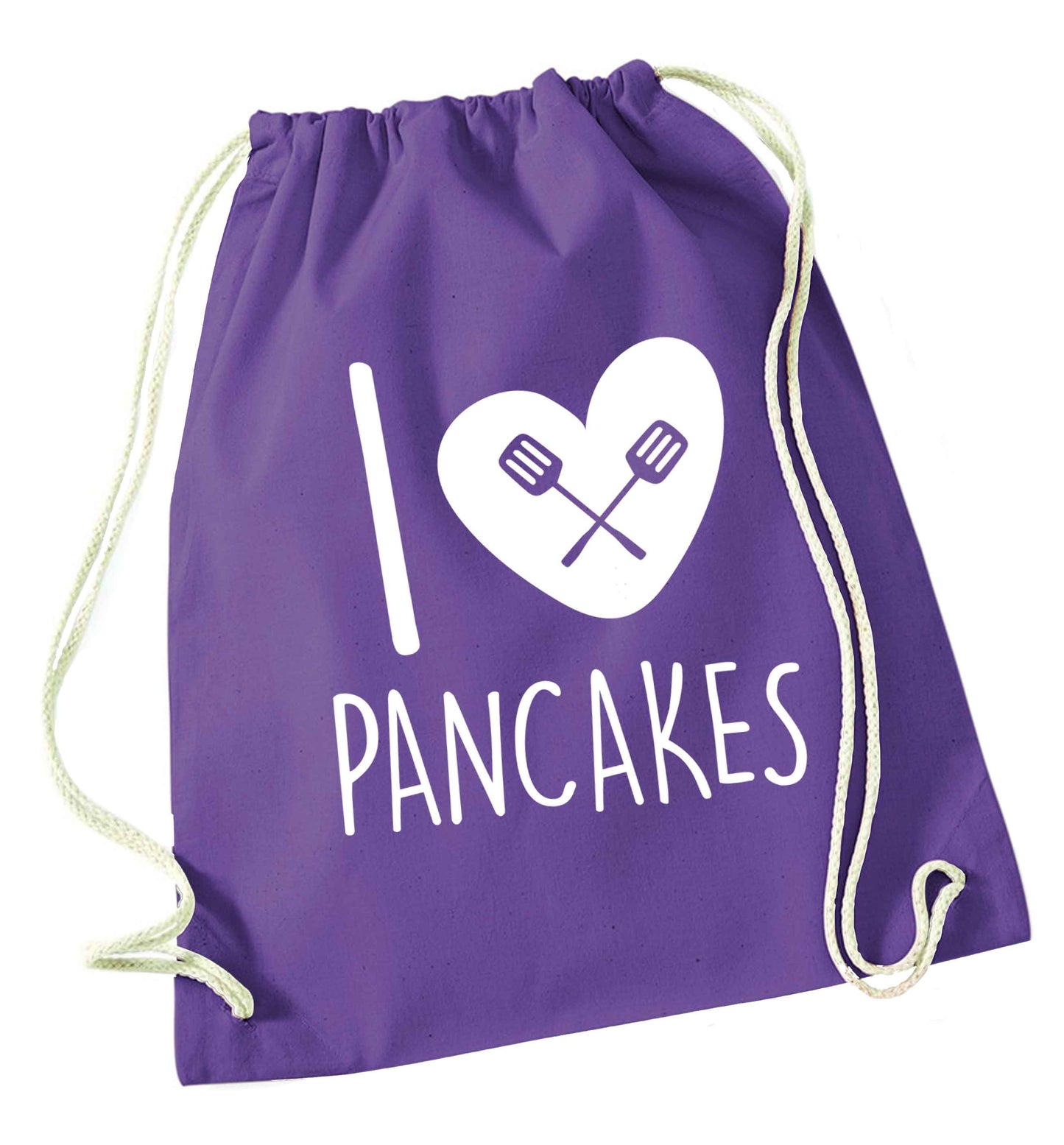 I love pancakes purple drawstring bag