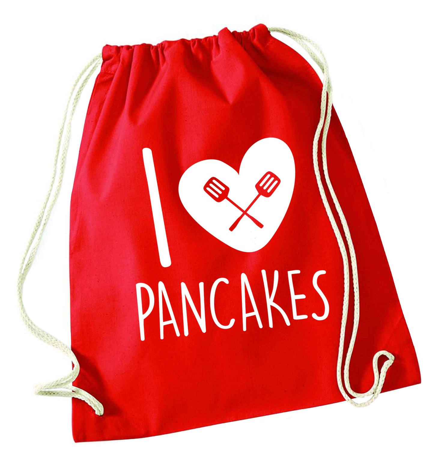 I love pancakes red drawstring bag 