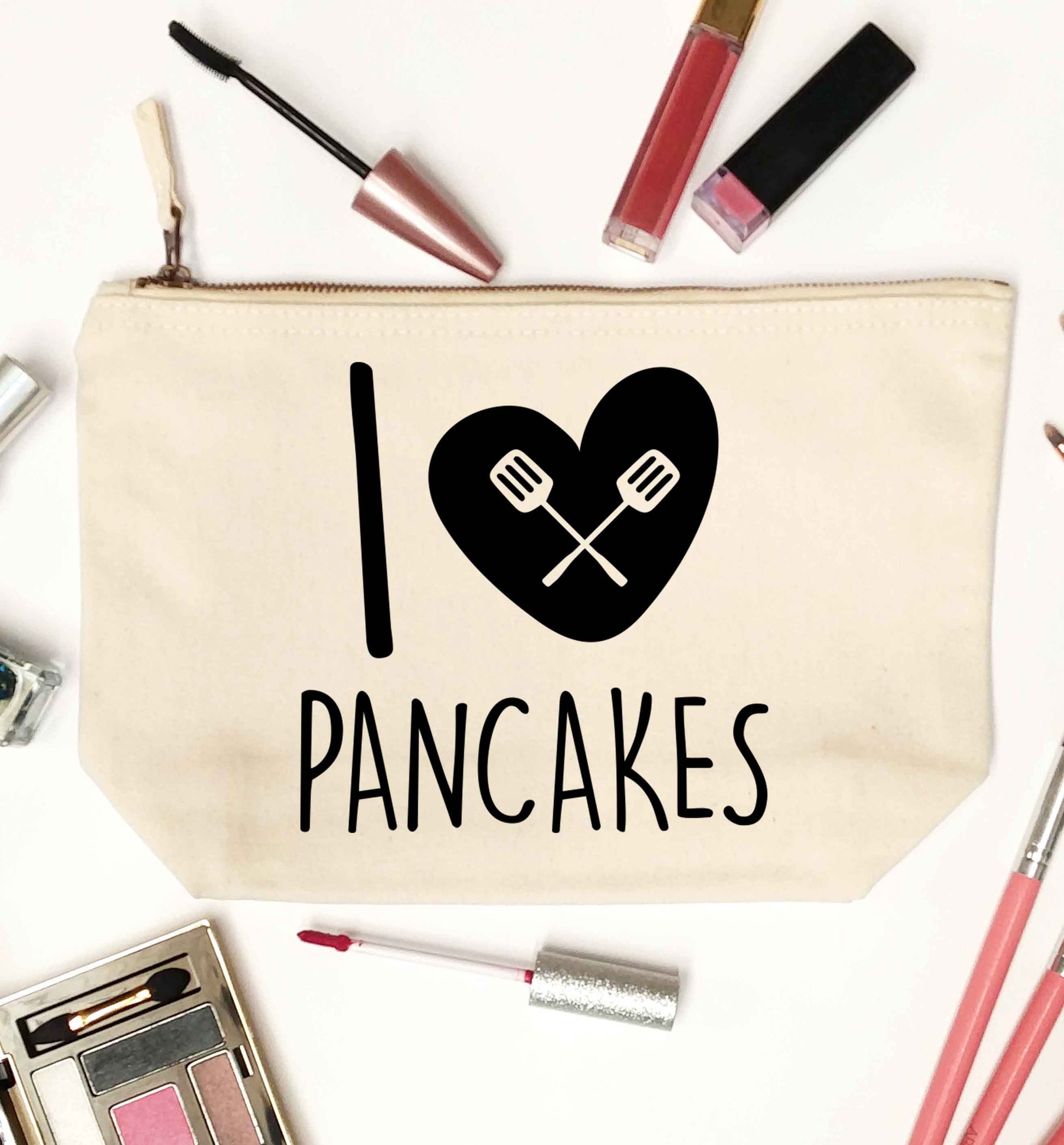 I love pancakes natural makeup bag