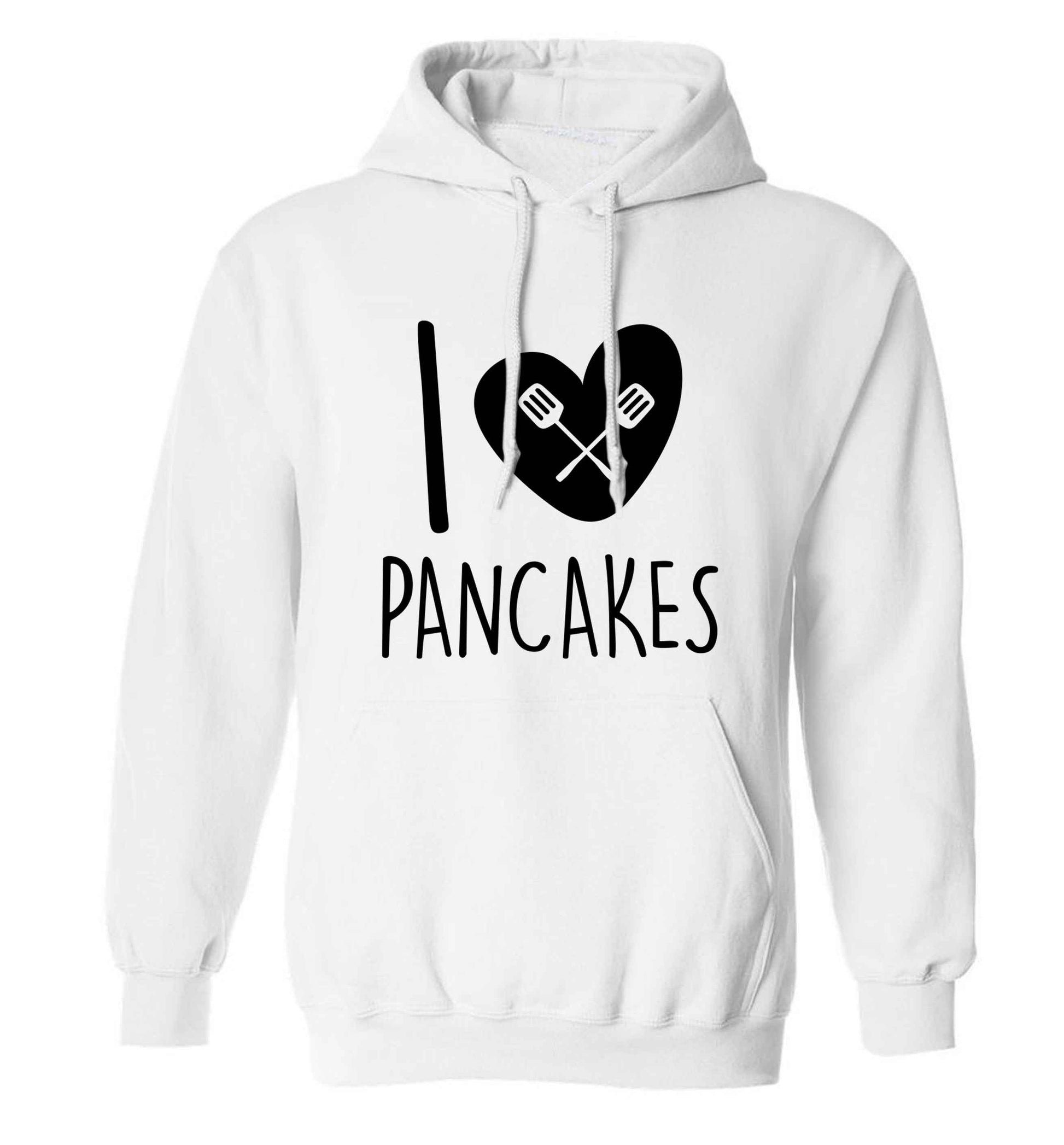 I love pancakes adults unisex white hoodie 2XL