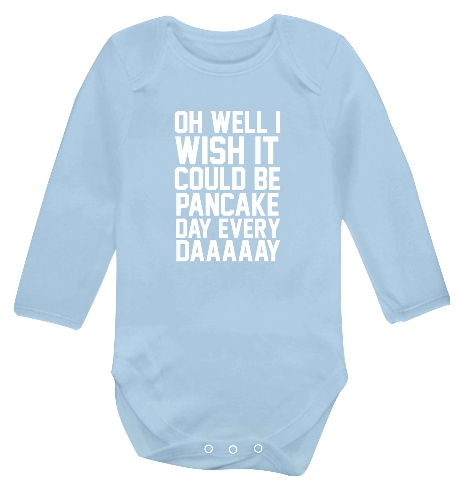 Oh well I wish it could be pancake day every day baby vest long sleeved pale blue 6-12 months