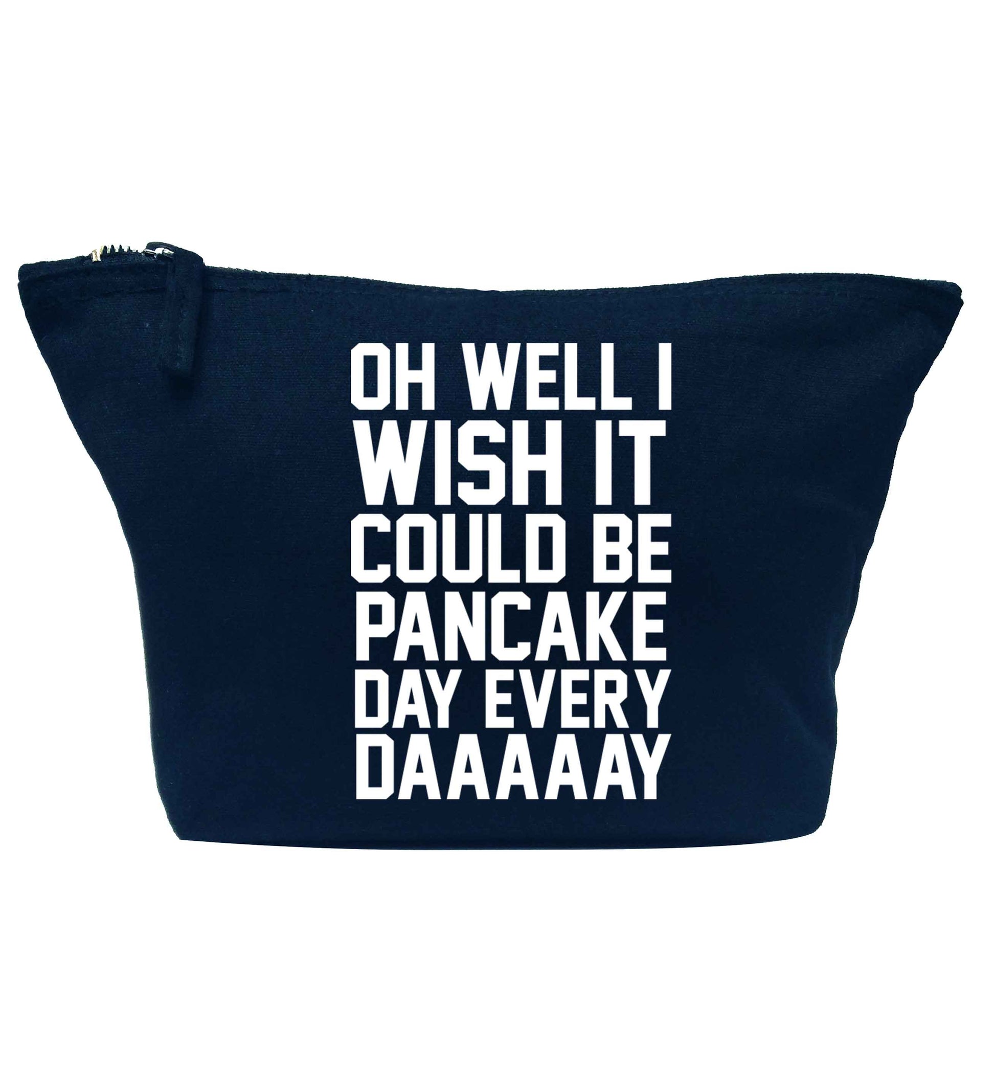 Oh well I wish it could be pancake day every day navy makeup bag