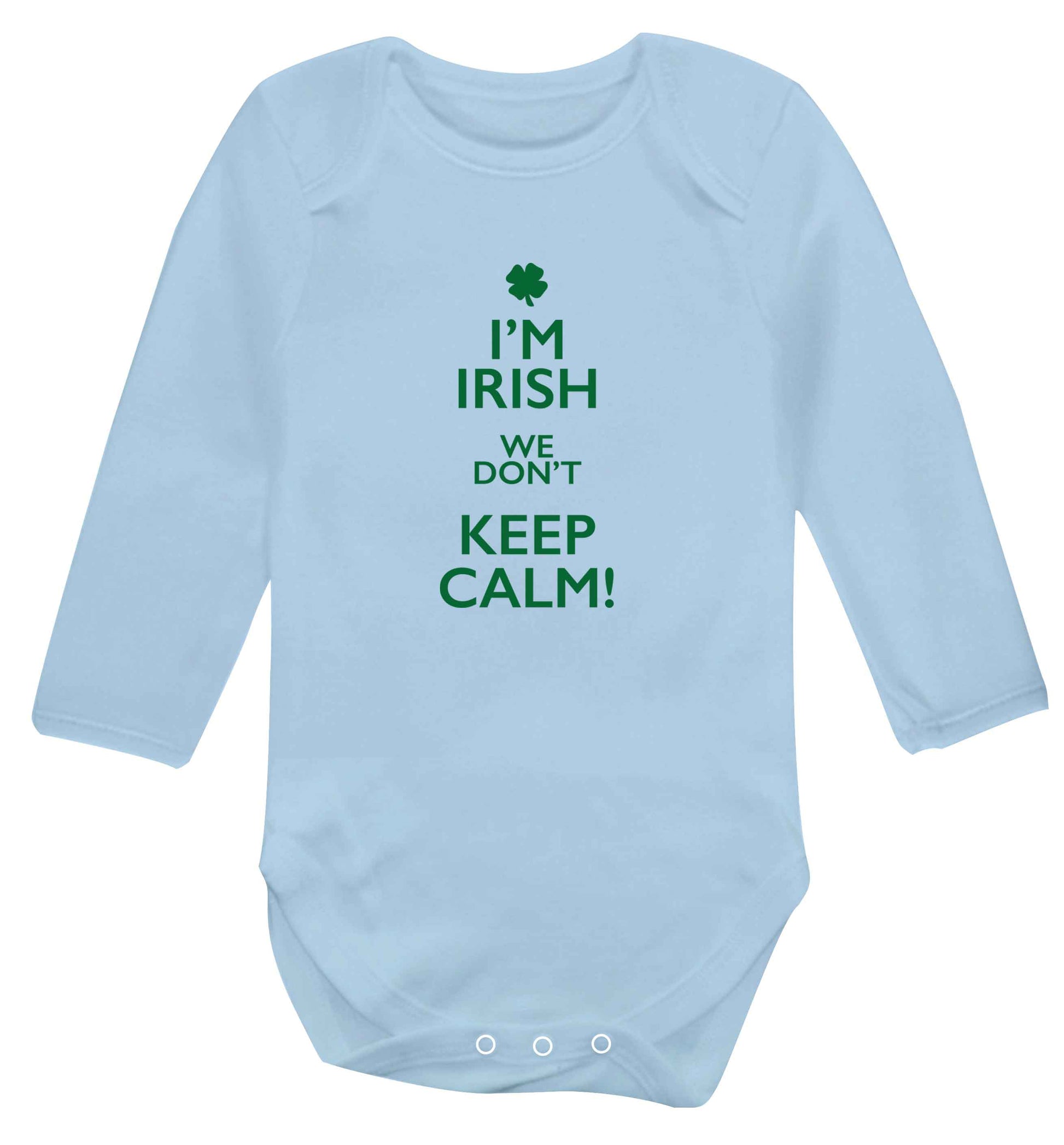 I'm Irish we don't keep calm baby vest long sleeved pale blue 6-12 months