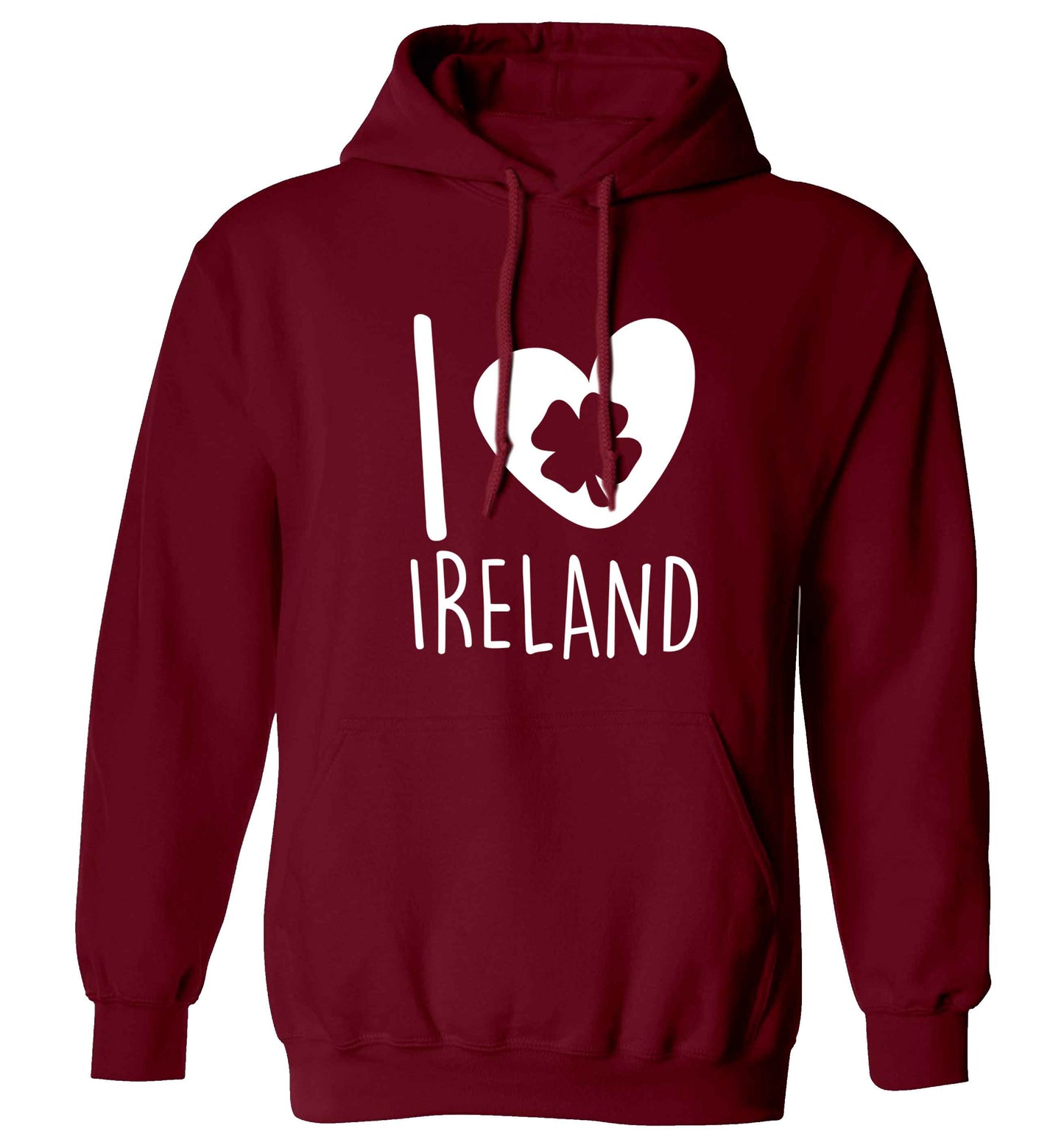 I love Ireland adults unisex maroon hoodie 2XL