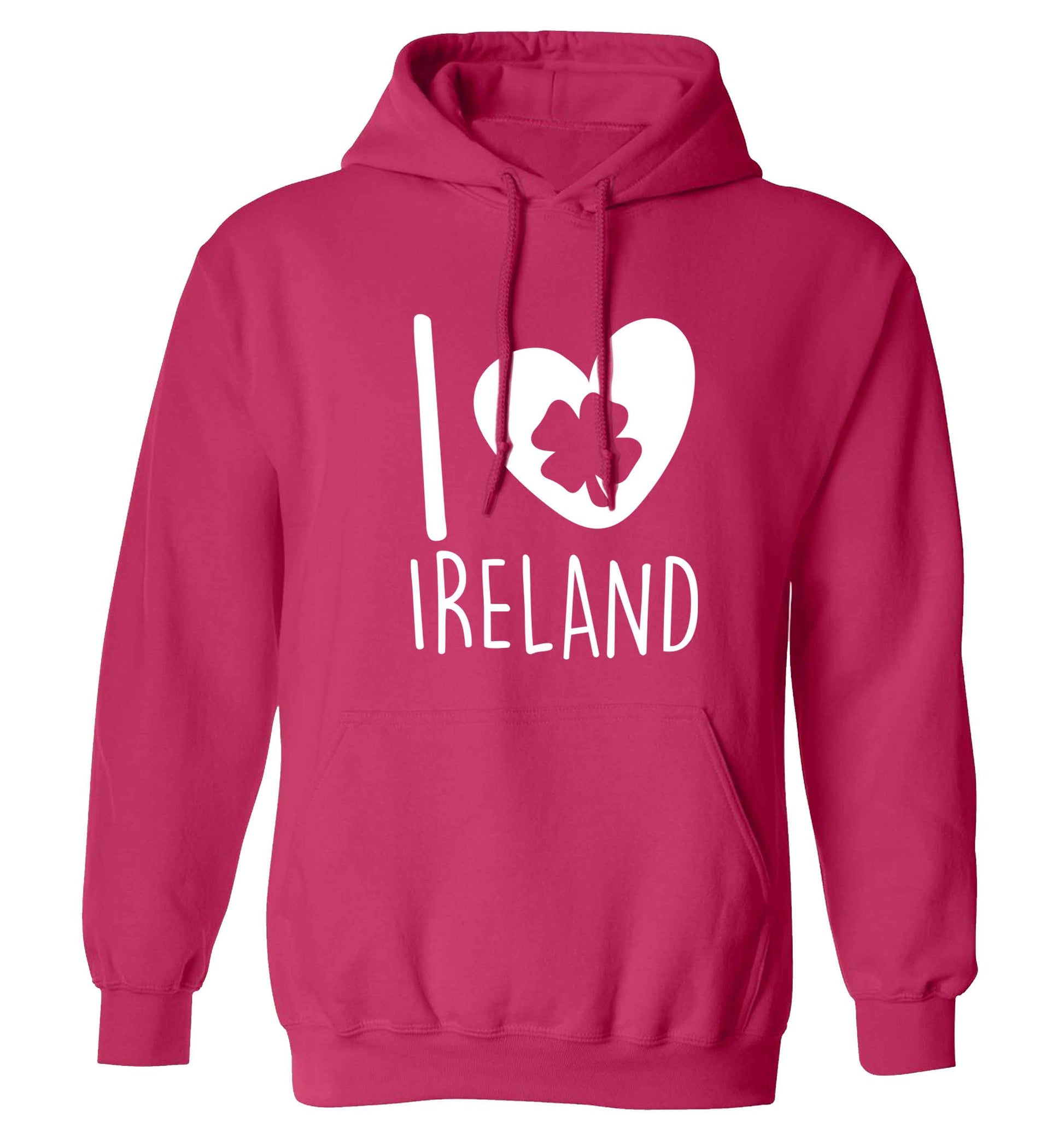 I love Ireland adults unisex pink hoodie 2XL