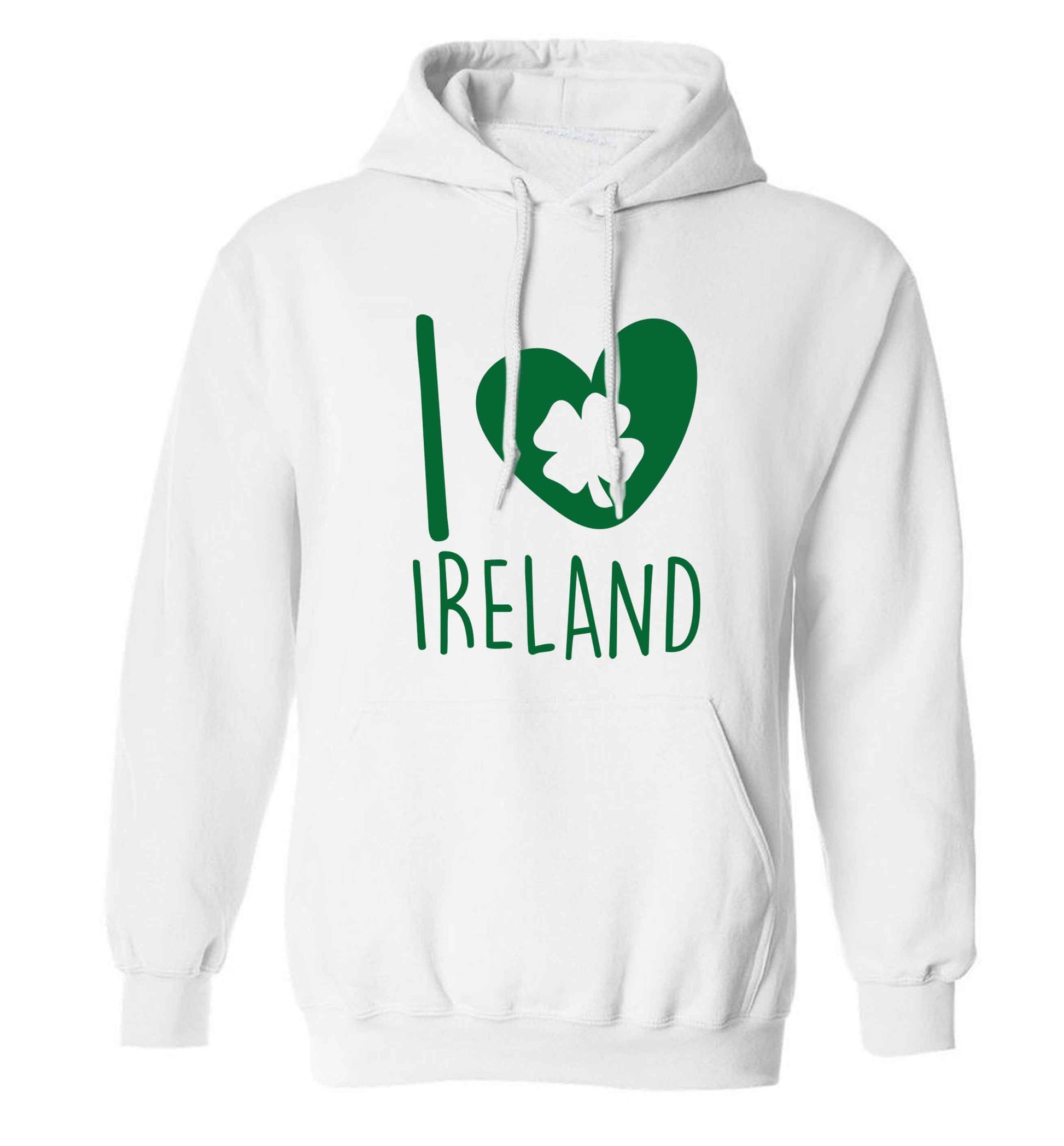 I love Ireland adults unisex white hoodie 2XL